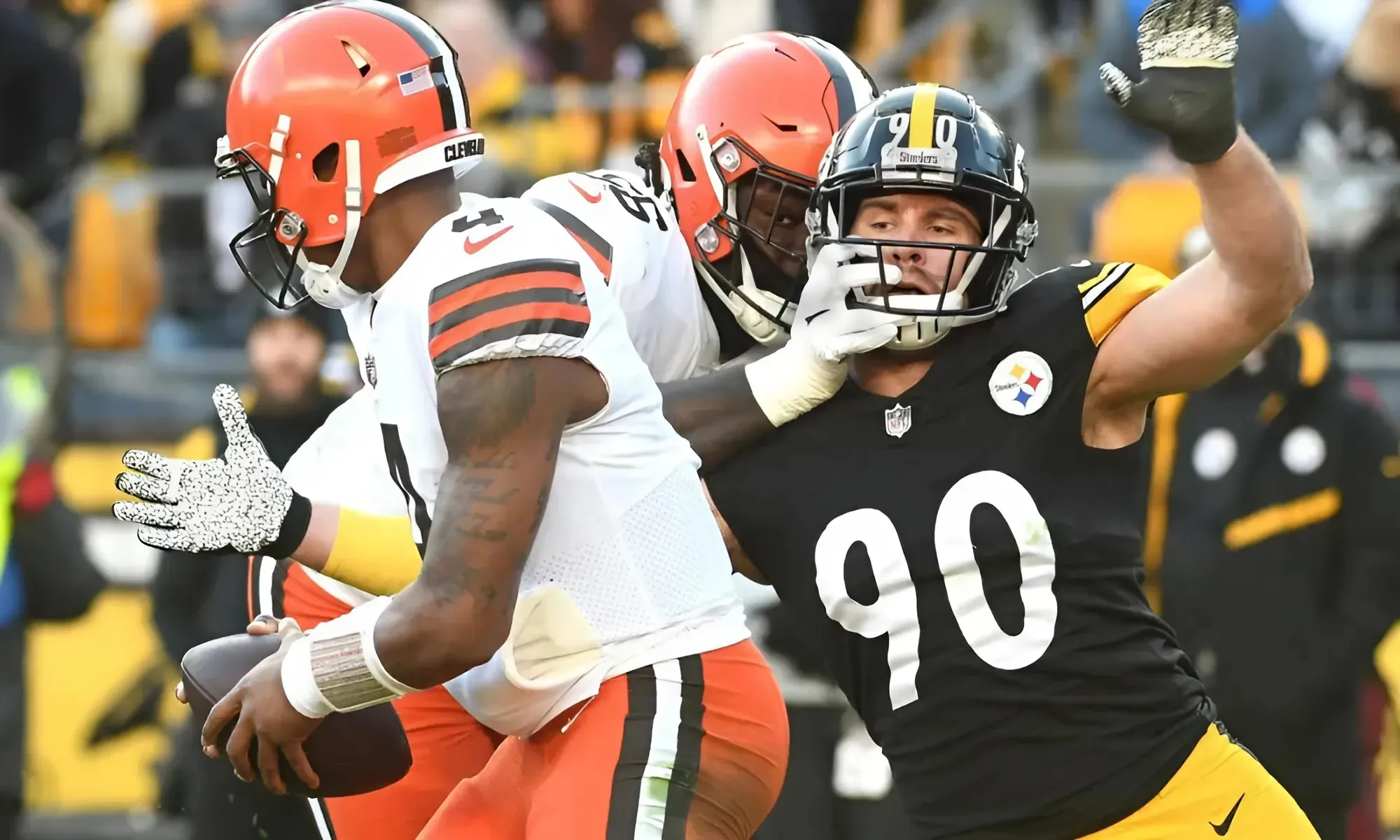 Steelers’ T.J. Watt Reacts to Shot Fired From Browns’ Myles Garrett