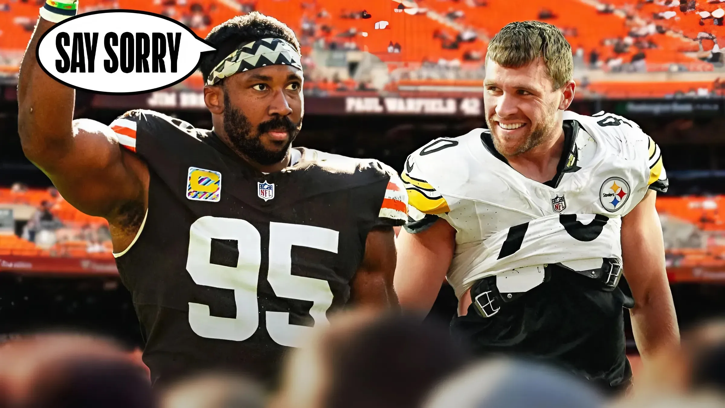 Browns' Myles Garrett wants apology from Steelers' TJ Watt over no-show