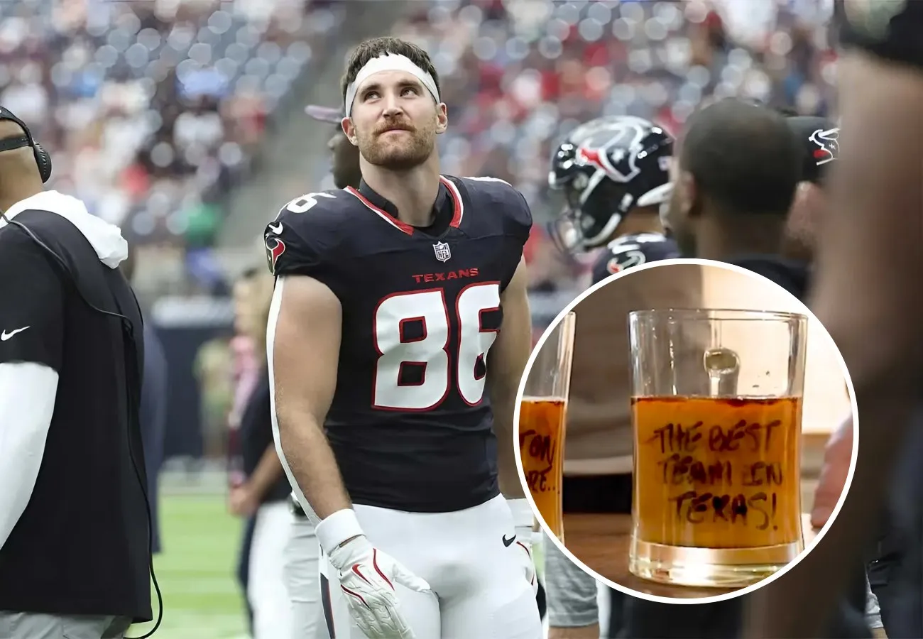 Texans' Dalton Schultz trolls DeMarvion Overshown, Cowboys with morning beverage