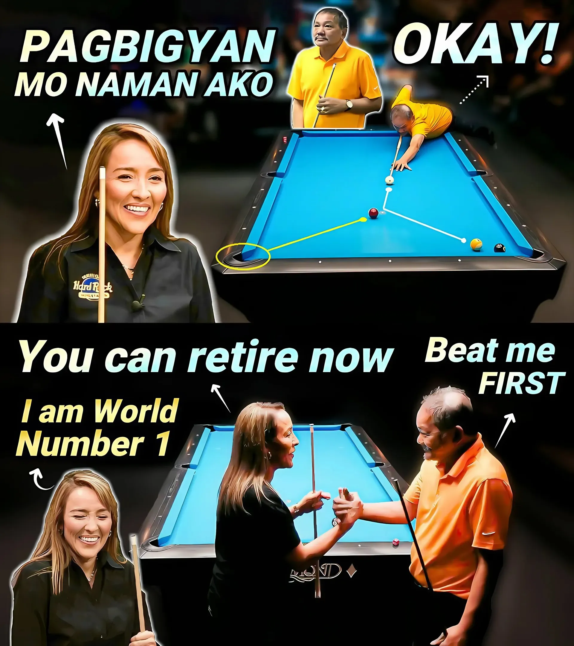 Efren Reyes takes on the confident former world number one, Vivian Villareal, in this epic 9-ball match. With incredible strokes, strategic moves and spectacular shots like you've never seen before, this match is truly a spectacle!