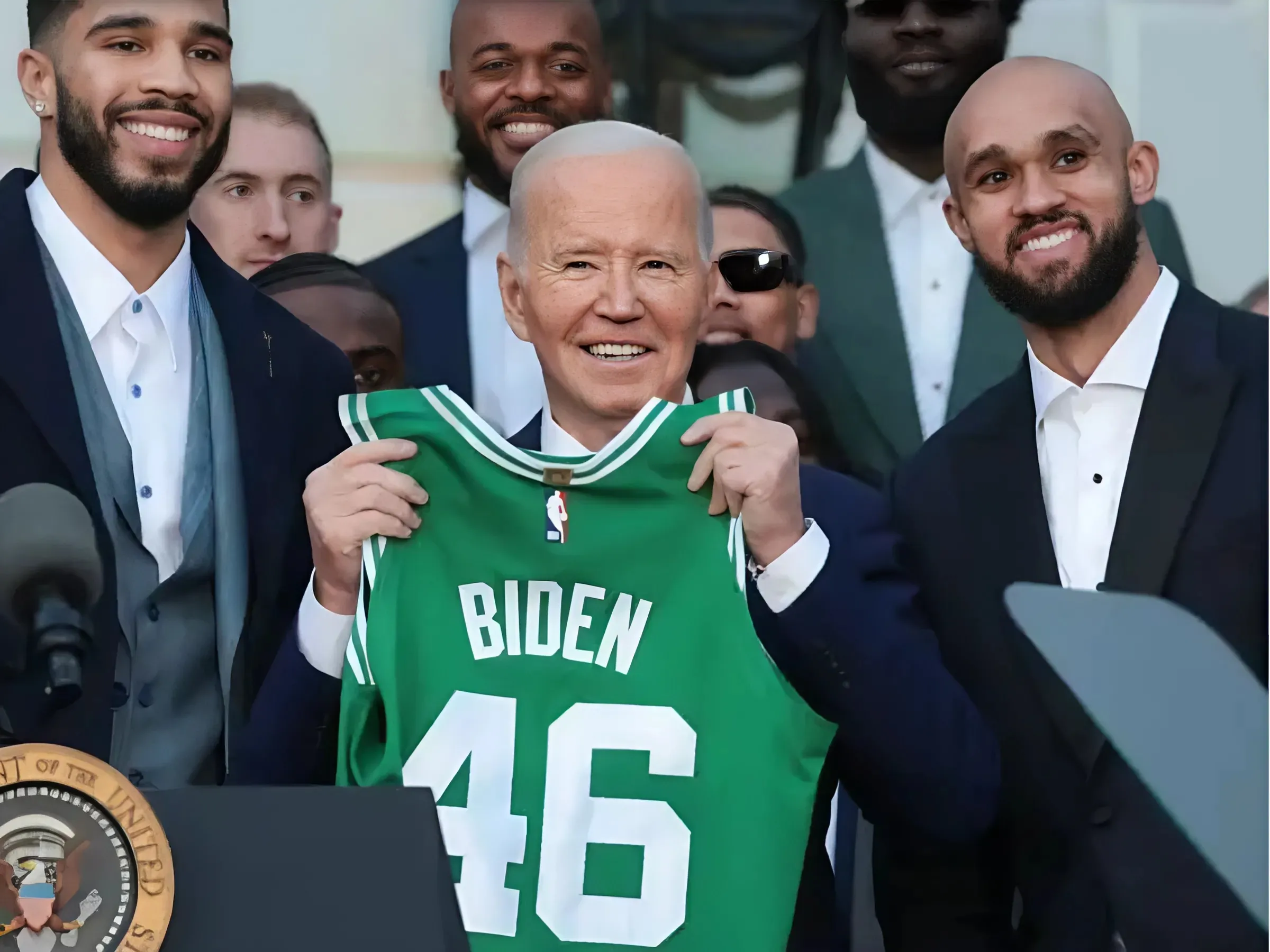 President Biden Cracks Jokes While Welcoming Celtics to the White House