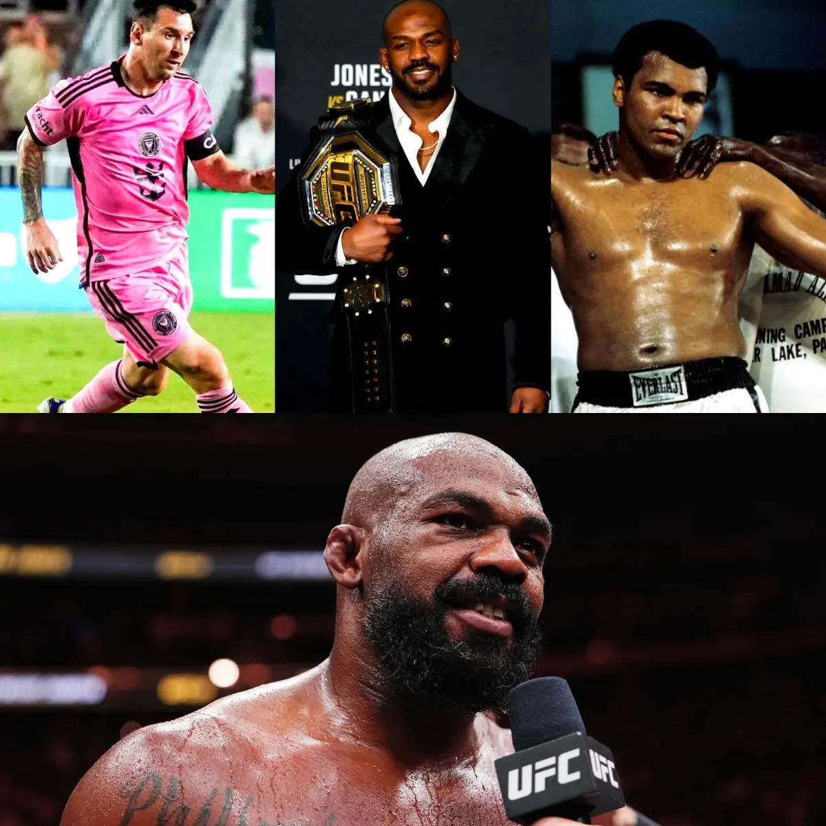 Jon Jones reacts to being ranked alongside Lionel Messi and Muhammad Ali on AI list of sporting legends