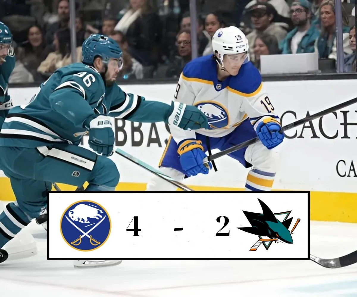 Tuch's short-handed goal helps the Sabres rally for a 4-2 win over the Sharks