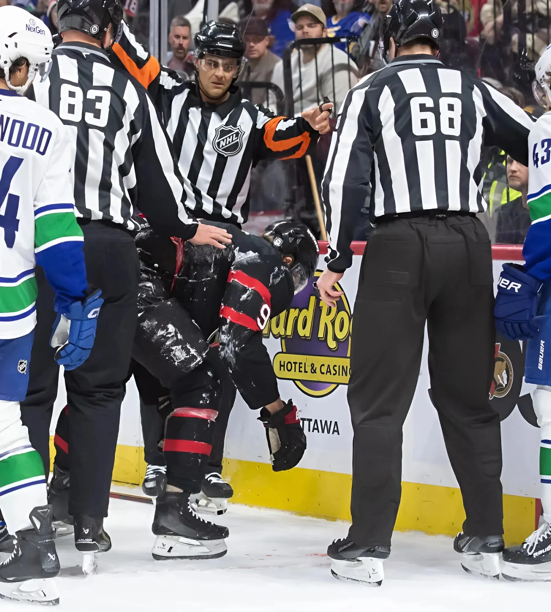 Canucks hang on after losing Hughes early to beat Senators 4-3