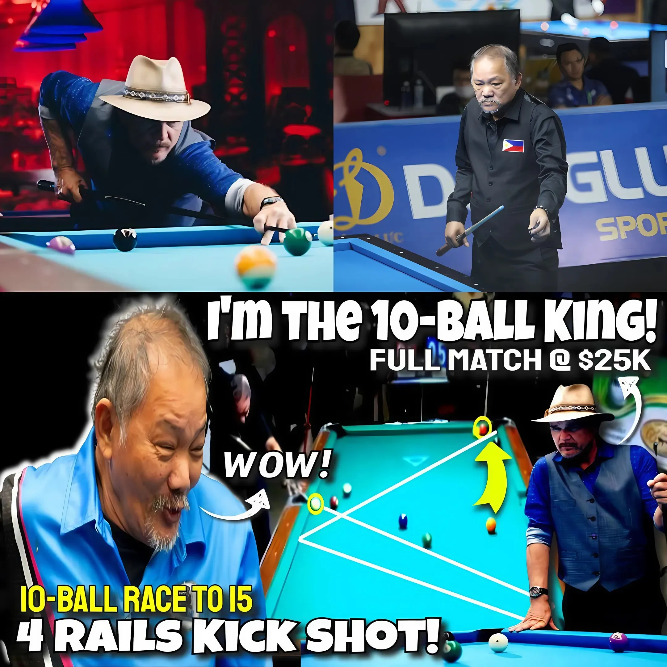 Efren Reyes Face-to-face with the King of 10-Ball CJ Wiley Winner takes all cash prize @$15k