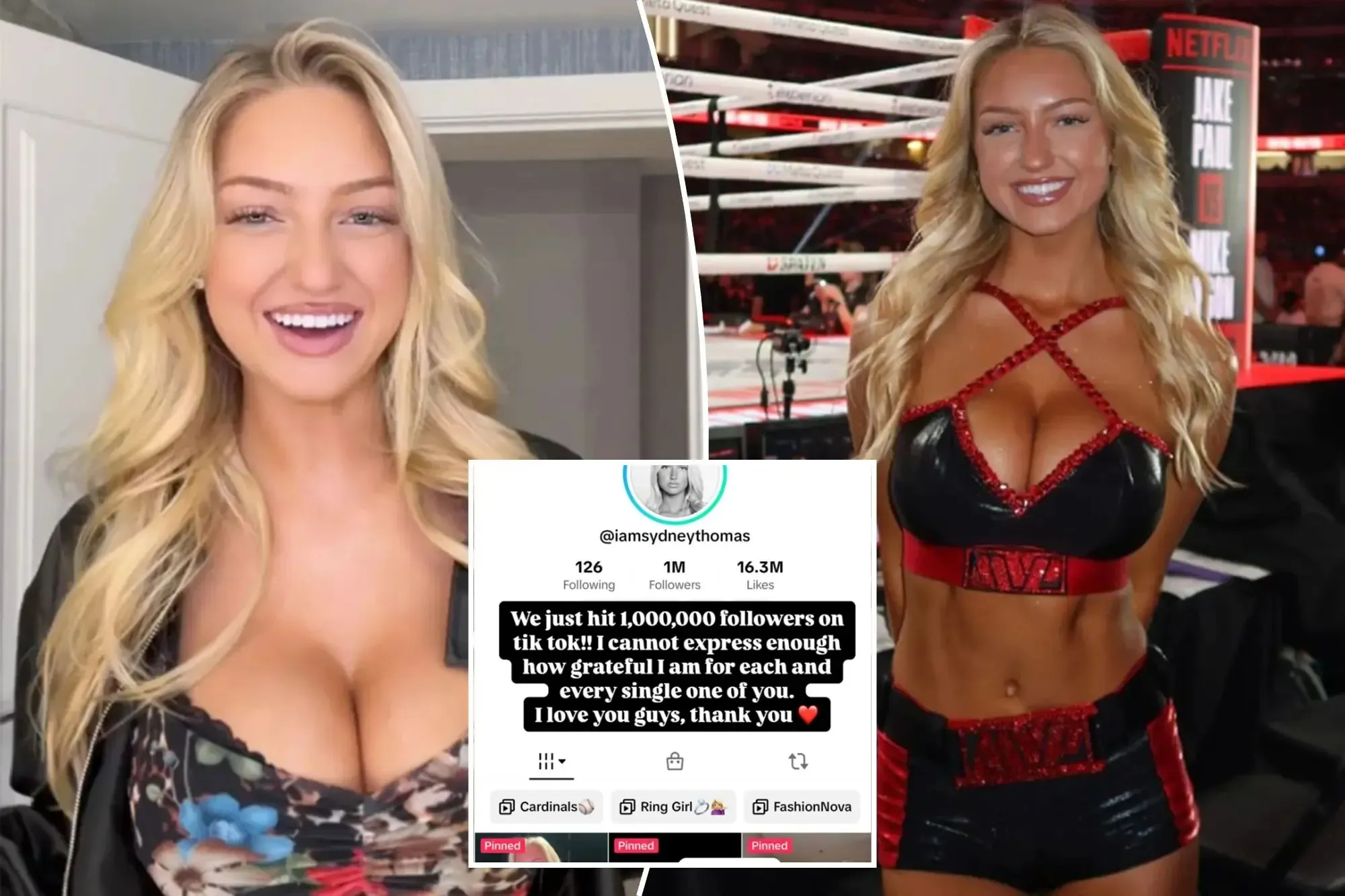 Sydney Thomas’ TikTok explodes after viral ring girl moment in Jake Paul-Mike Tyson fight