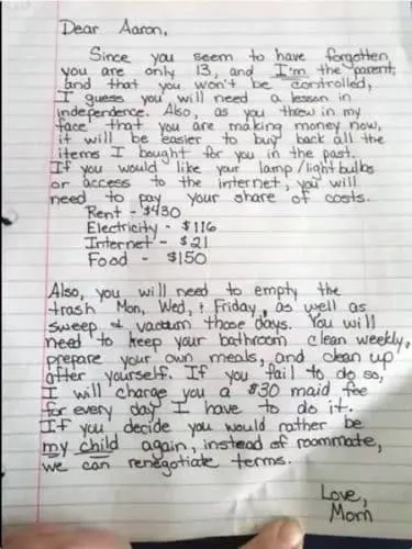 9. Mom Leaves Note On “Disrespectful” Son’s Door, And Now It’s Going Viral