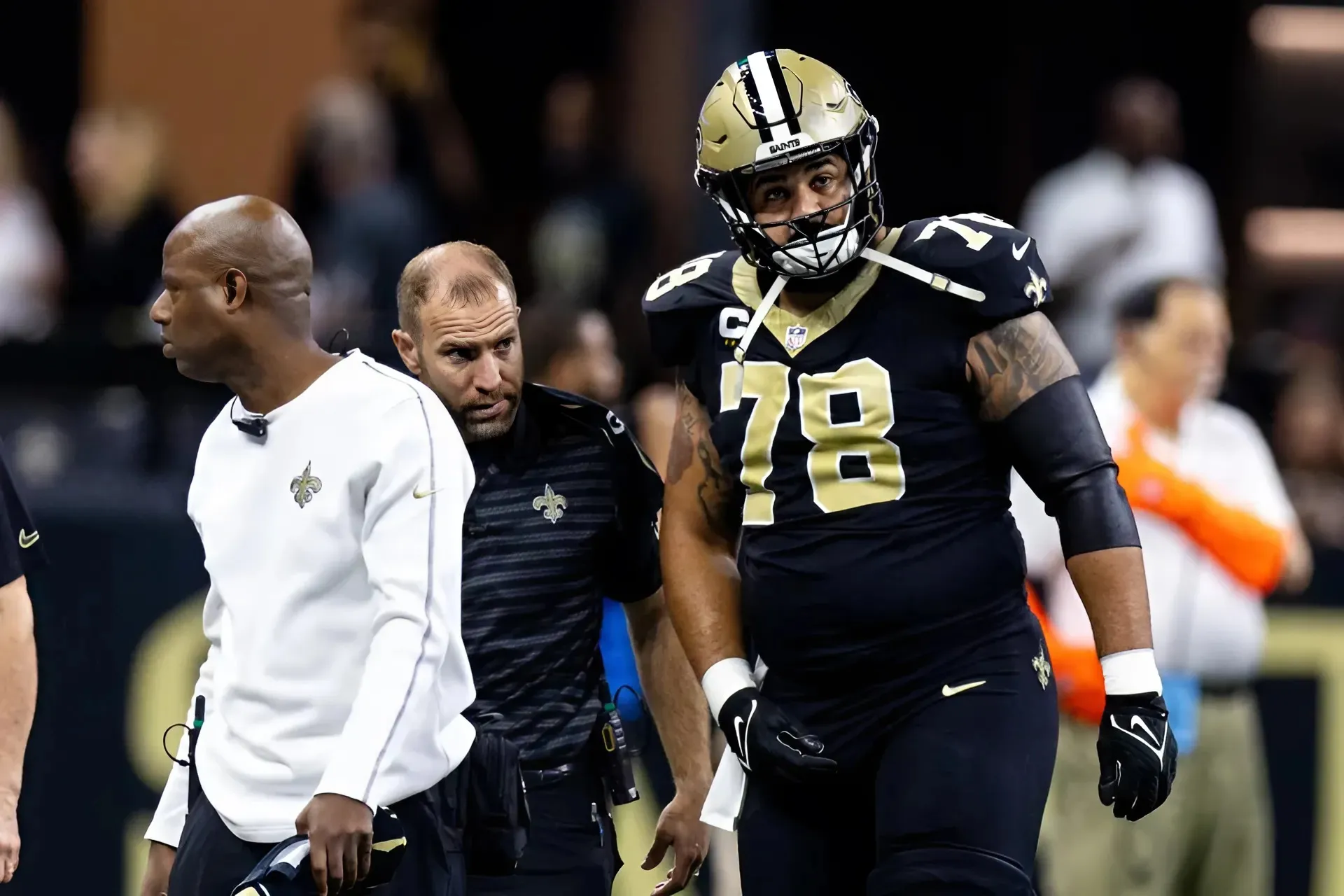 Saints' top offensive lineman a game-time decision against Rams.