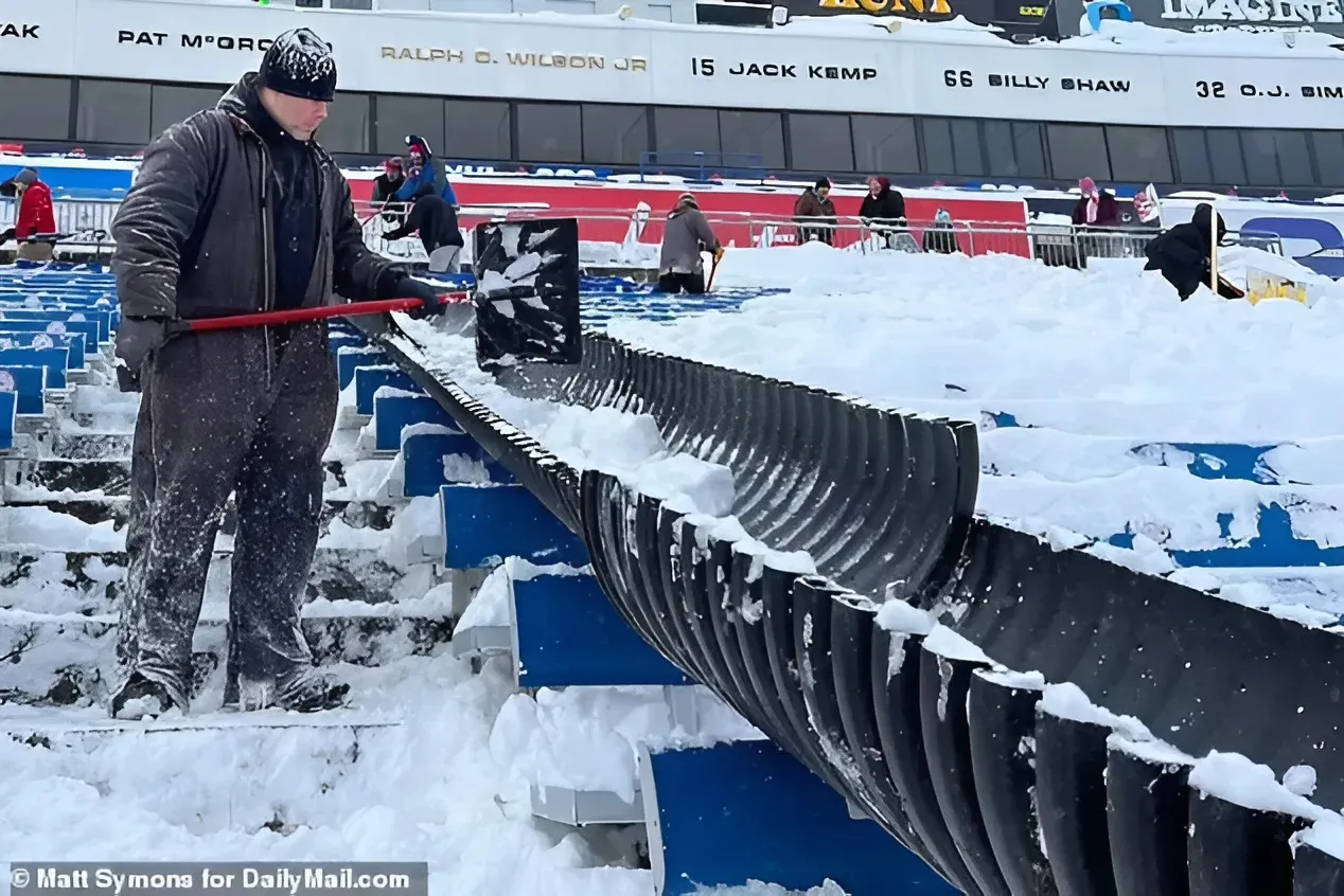 Buffalo Bills share insane video of snowstorm at Highmark Stadium as staff battle to clear field for 49ers game