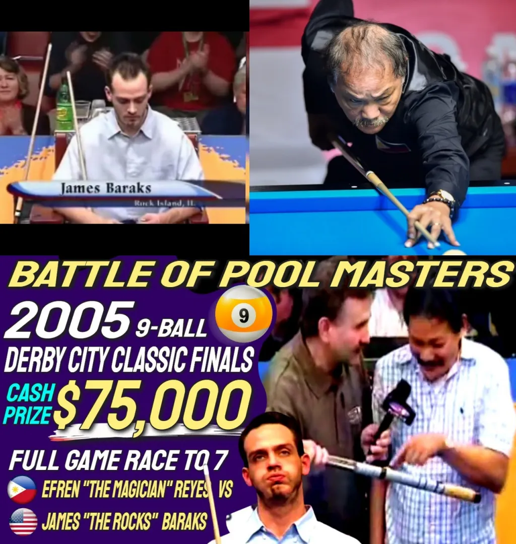 SHOCKING: EFREN REYES Shows how the "devil" intimidates an "angel" Like JAMES BARAKS to his knees at the 2005 DERBY CITY CLASSIC FINAL!