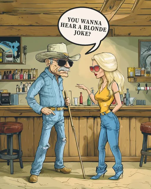 5. A Blind Cowboy Tells A Blonde Joke To A Bar Full Of Blondes