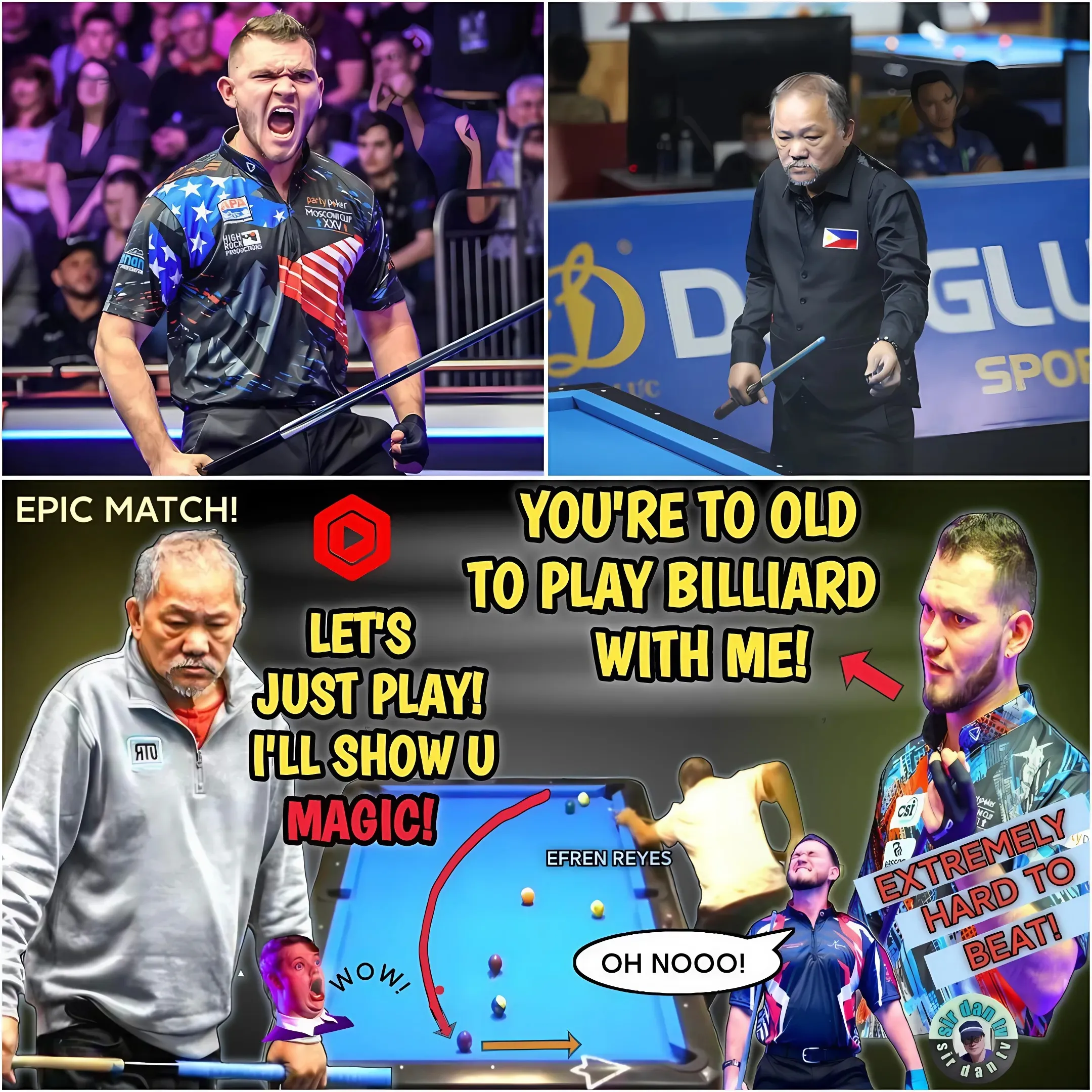 Efren Bata Reyes - The Wizard Faces Off Against Young American Talent! Dramatic 10 Ball Race 9 Battle With Tough Opponent!