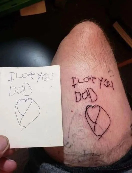 5. Dad tattoos daughter's last drawing on himself after she dies of cancer