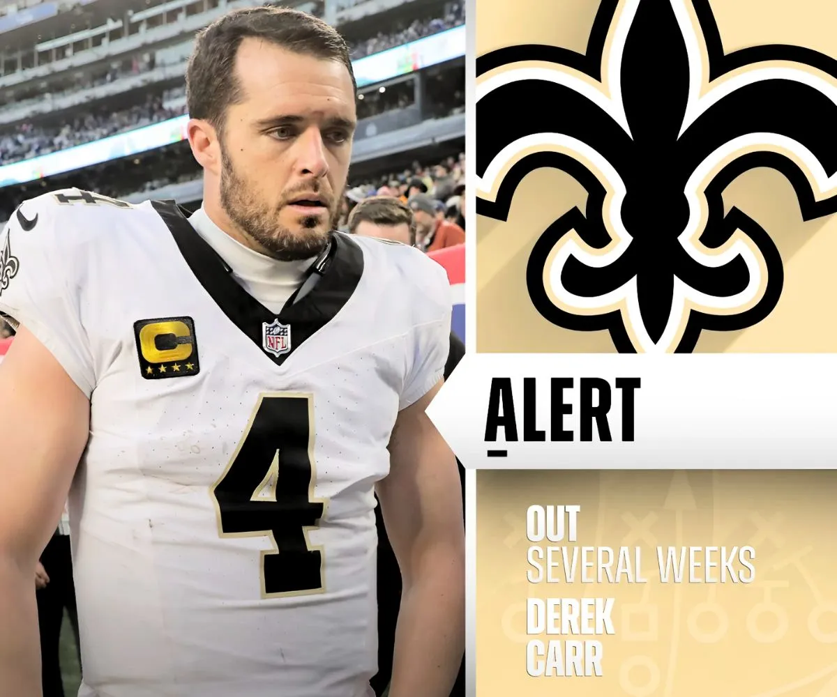 Saints QB Derek Carr (hand, concussion) week to week