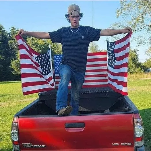 9. A high school student, showing patriotism, chooses to homeschool rather than remove the flag from his truck