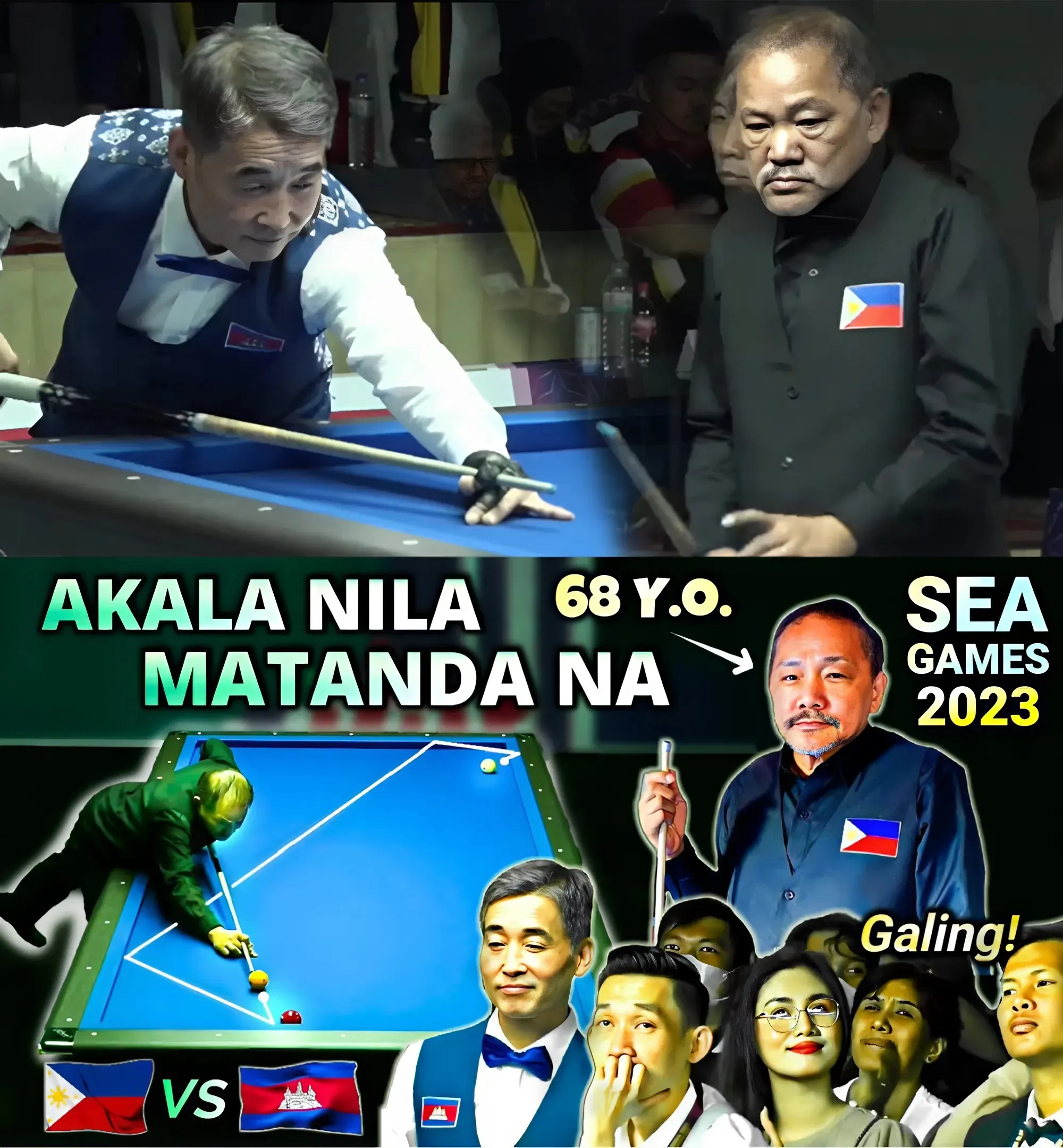 Admire, applaud, and shout at Efren Reyes' skill in three cushion carom! Will he still win against naturalized Cambodian player Woo Dong Hoon?