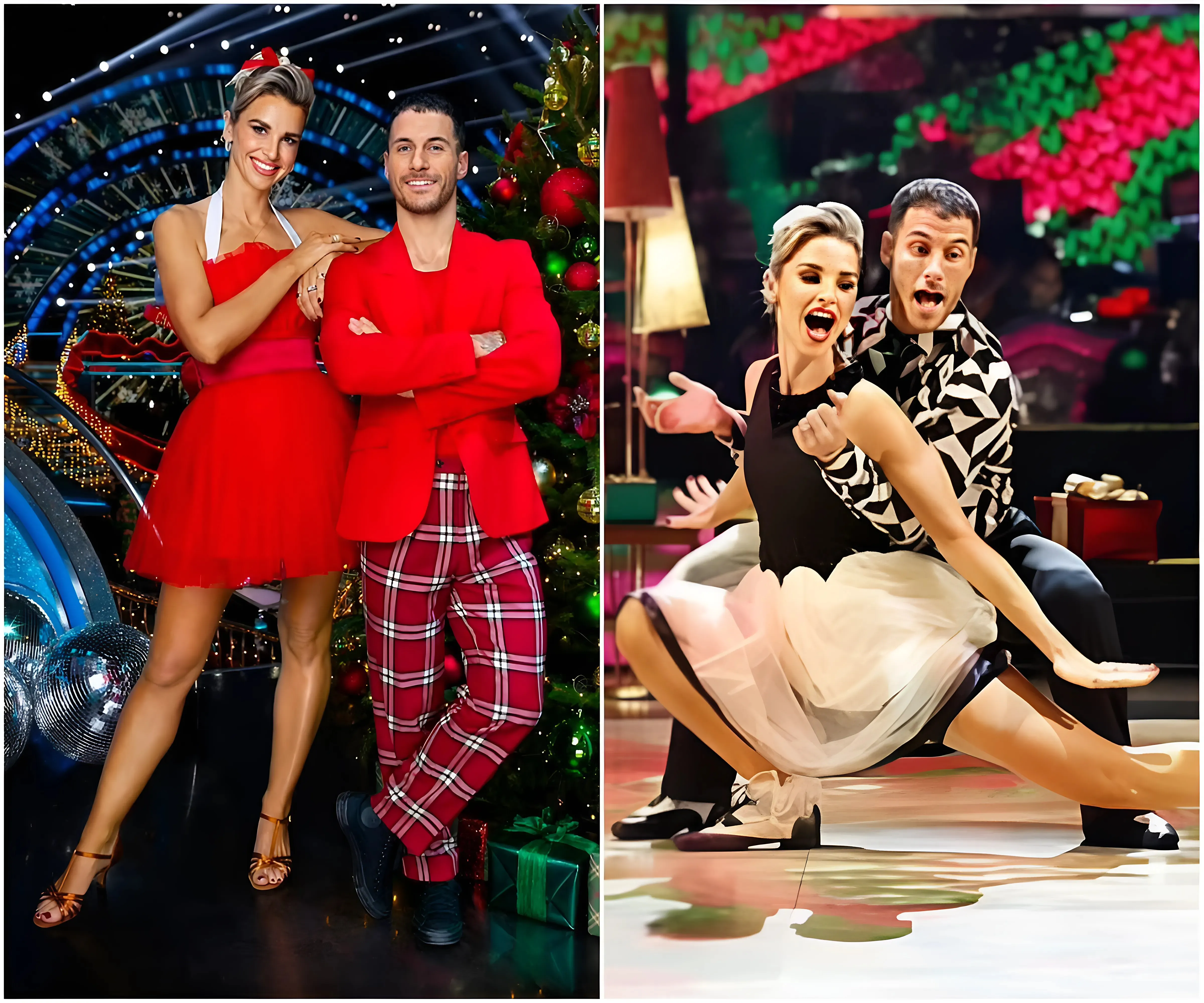 Strictly Come Dancing Christmas Special 2024 FIRST LOOK: Vogue Williams dazzles in a leggy red dress alongside Gorka Marquez while Tamzin Outhwaite flaunts her moves in new snaps ahead of festive debut - suong