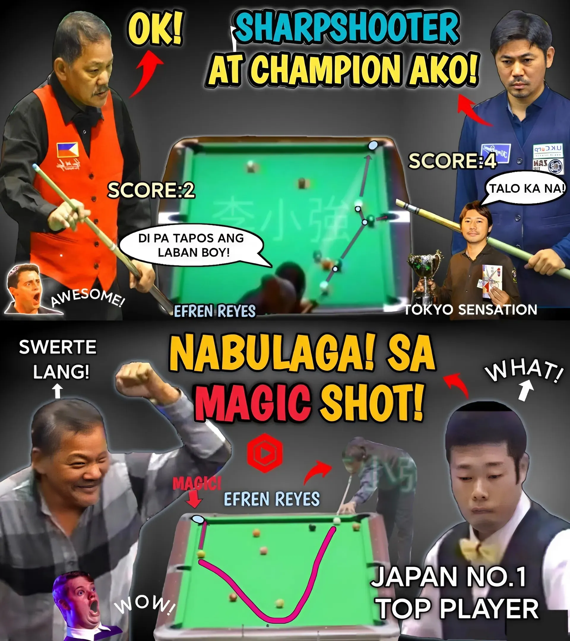 🌟 Efren Bata Reyes Once Again Claims His Title as GOAT! 🌟 "The Magician" Shines With Magical Shots In Dramatic Match Against Japan's Number One Player At The All-Japan Championship!