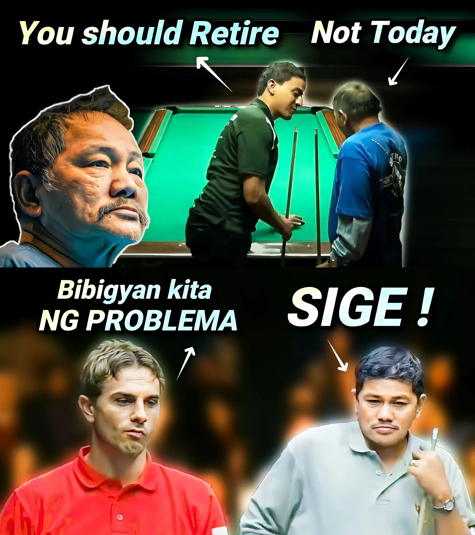 Efren BATA Reyes, the BEST BILLIARD PLAYER in the world, faced an ITALIAN POOL CHAMPION in this amazing 9-ball match! The game was intense, with golden breaks and strategic shots! Everyone was really surprised!