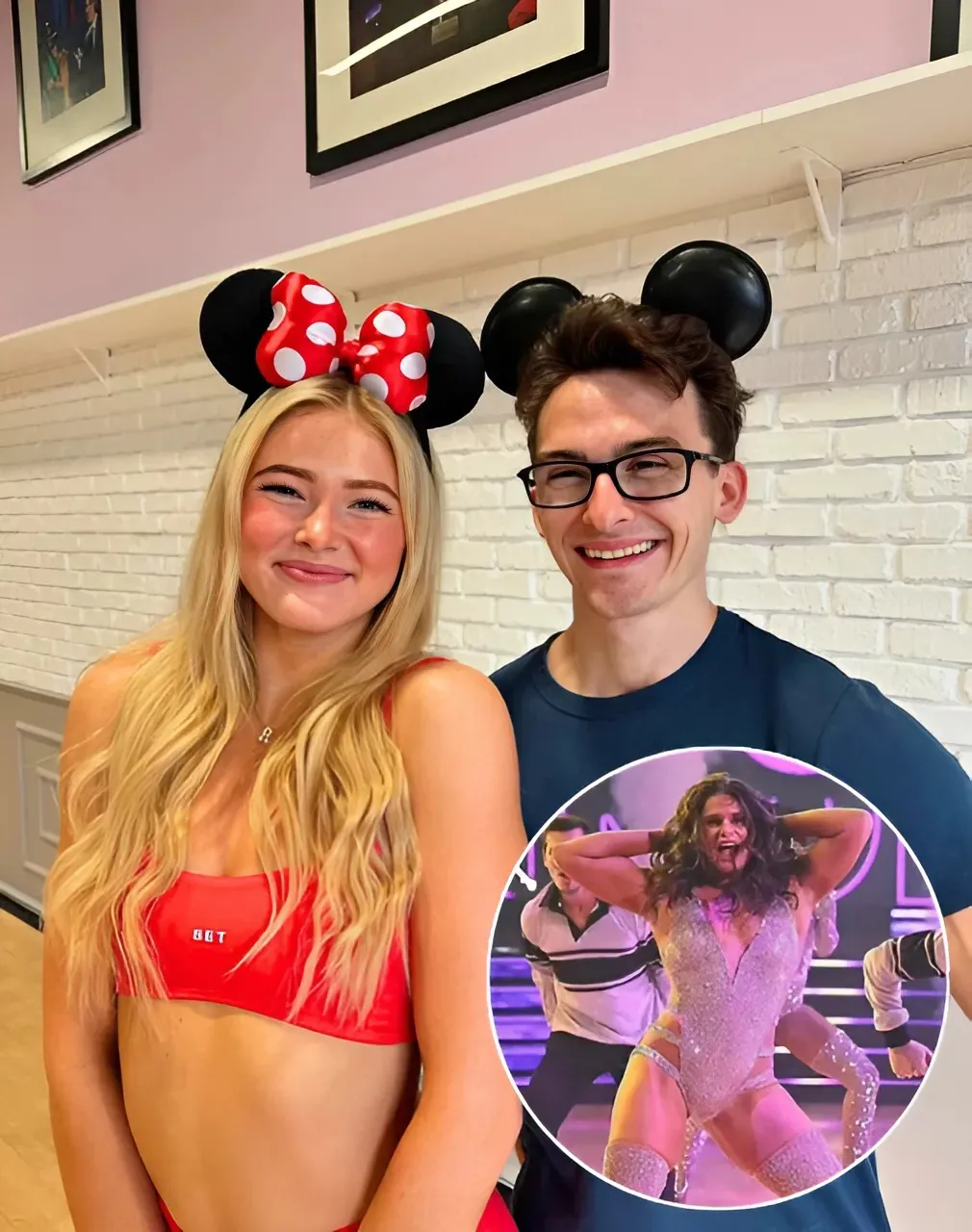 Stephen Nedoroscik and Rylee Arnold share a glimpse of their fun practice session for DWTS Tour as they attempt Ilona Maher's signature step