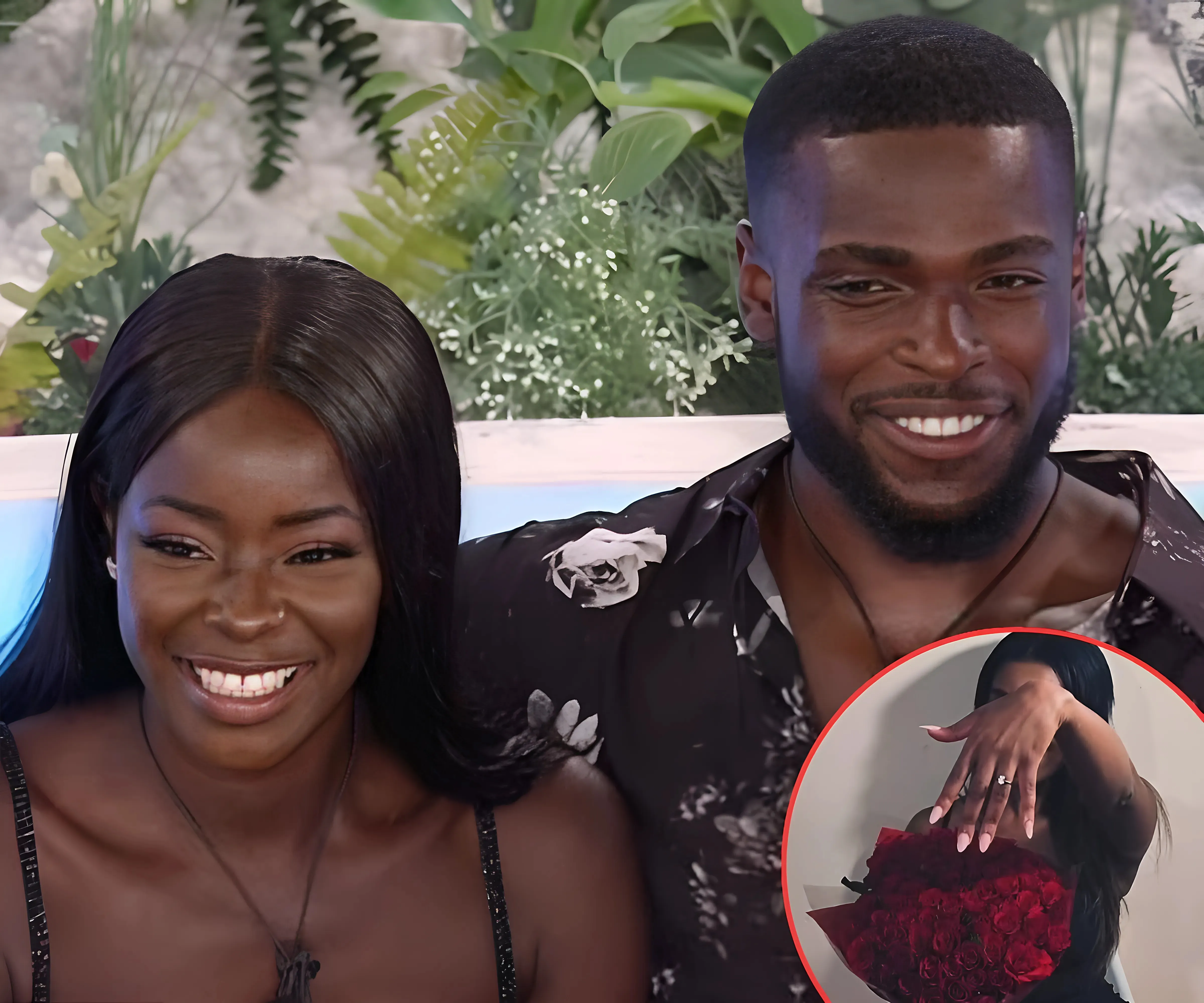 Love Island star announces their engagement with sweet snaps of surprise proposal and HUGE diamond ring - four years after villa stint - suong