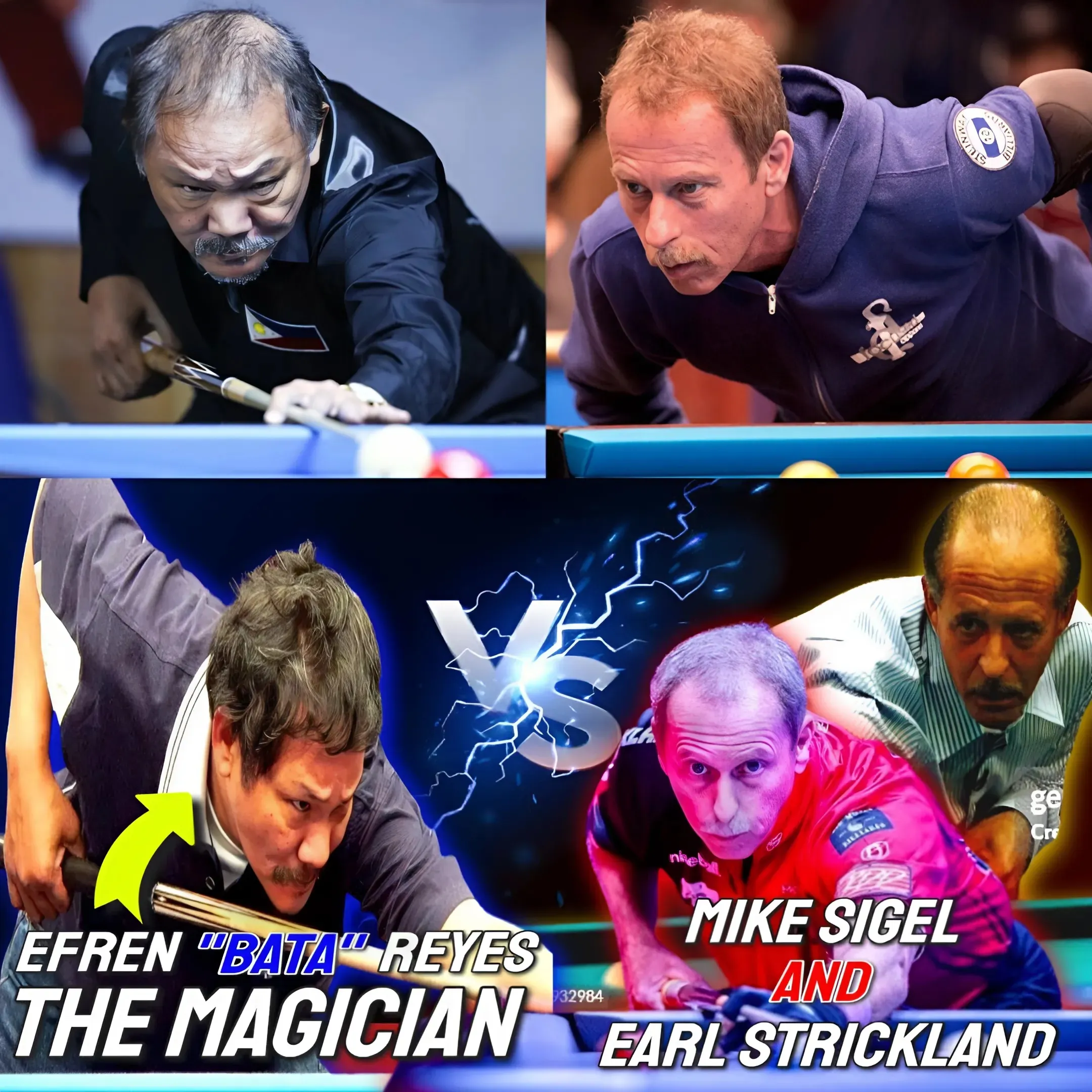 Legends Battle: Efren Reyes Faces Earl Strickland and Mike Sigel in the 9-Ball World Championship Finals!