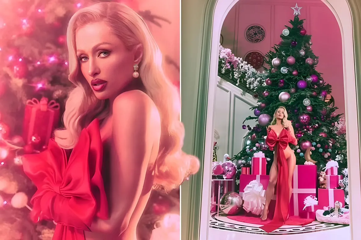 Paris Hilton, 43, goes NUDE for gift-wrapped glam shoot beneath the Christmas tree