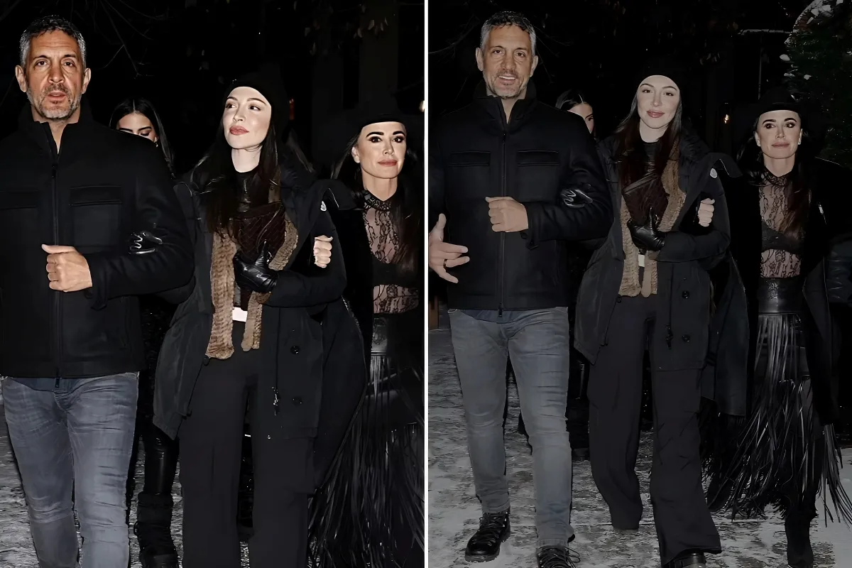 Kyle Richards wears a sheer lace top and bra as she spends time with ex Mauricio Umansky in Aspen