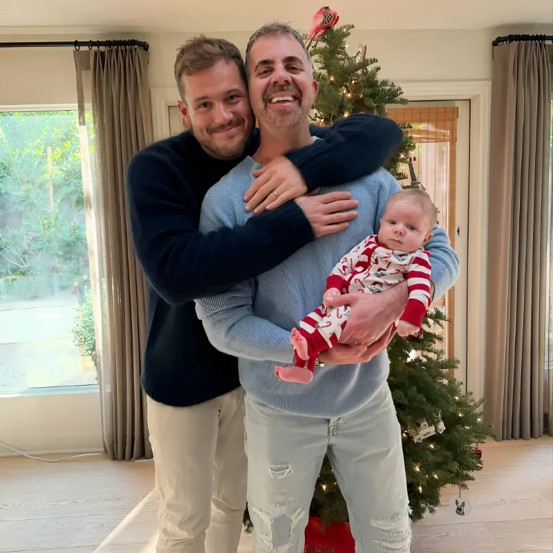 The Bachelor’s Colton Underwood and Jordan C Brown share a glimpse into their baby’s first Christmas