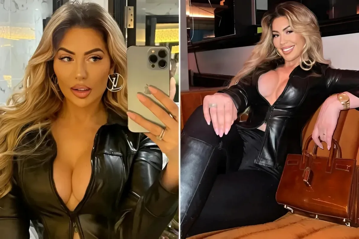 Chloe Ferry dares to go braless in plunging leather shirt for festive night out ngocc