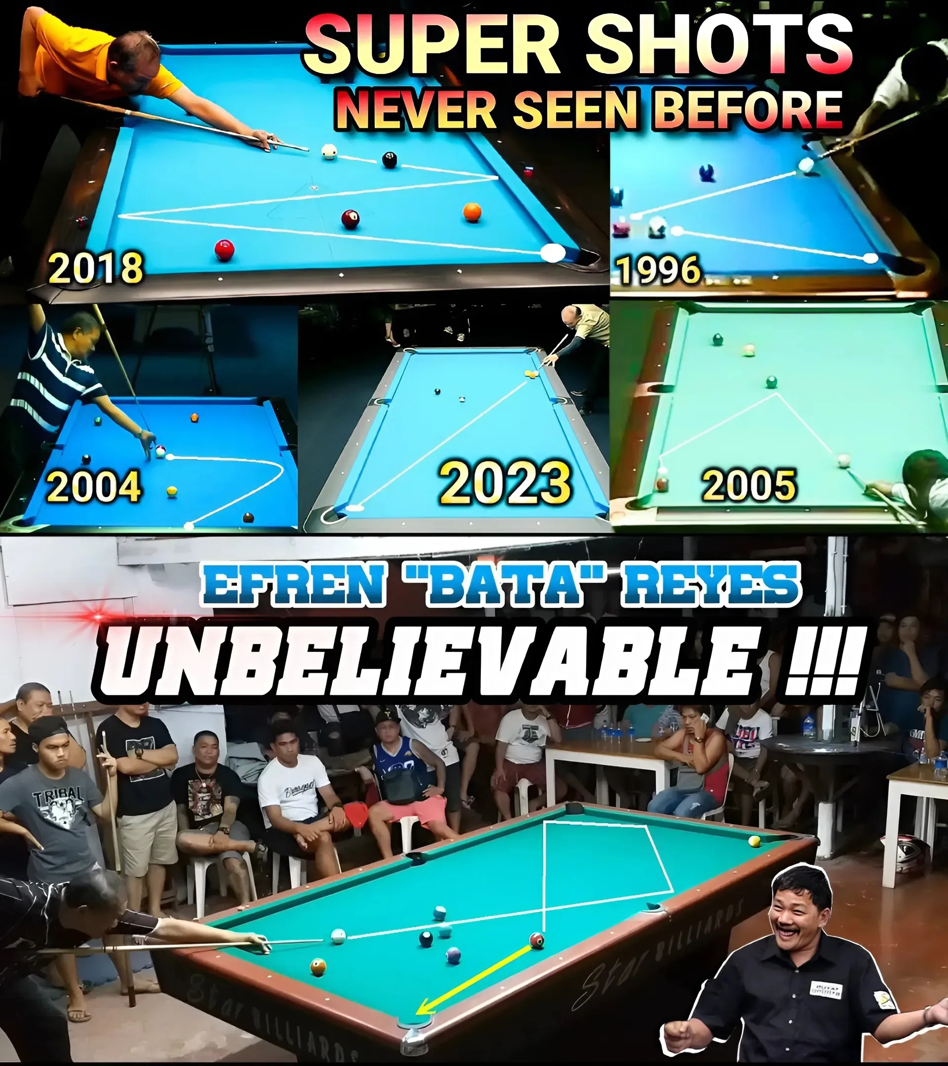 Discover the magical shots of legendary cueist Efren Reyes as he executes shots that seem like they could only be the product of his imagination.