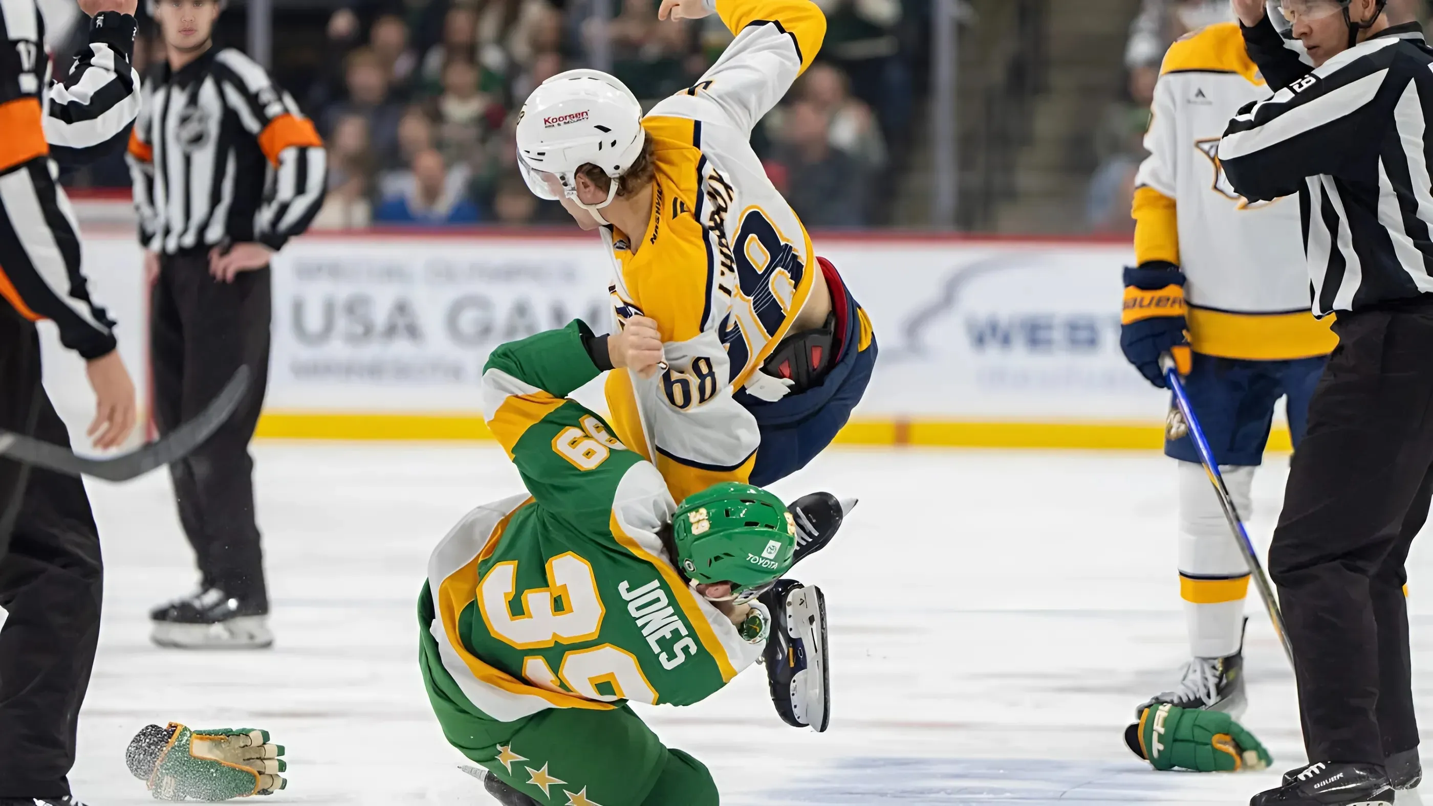 Minnesota Wild vs Nashville Predators Started with Back-to-Back Fights