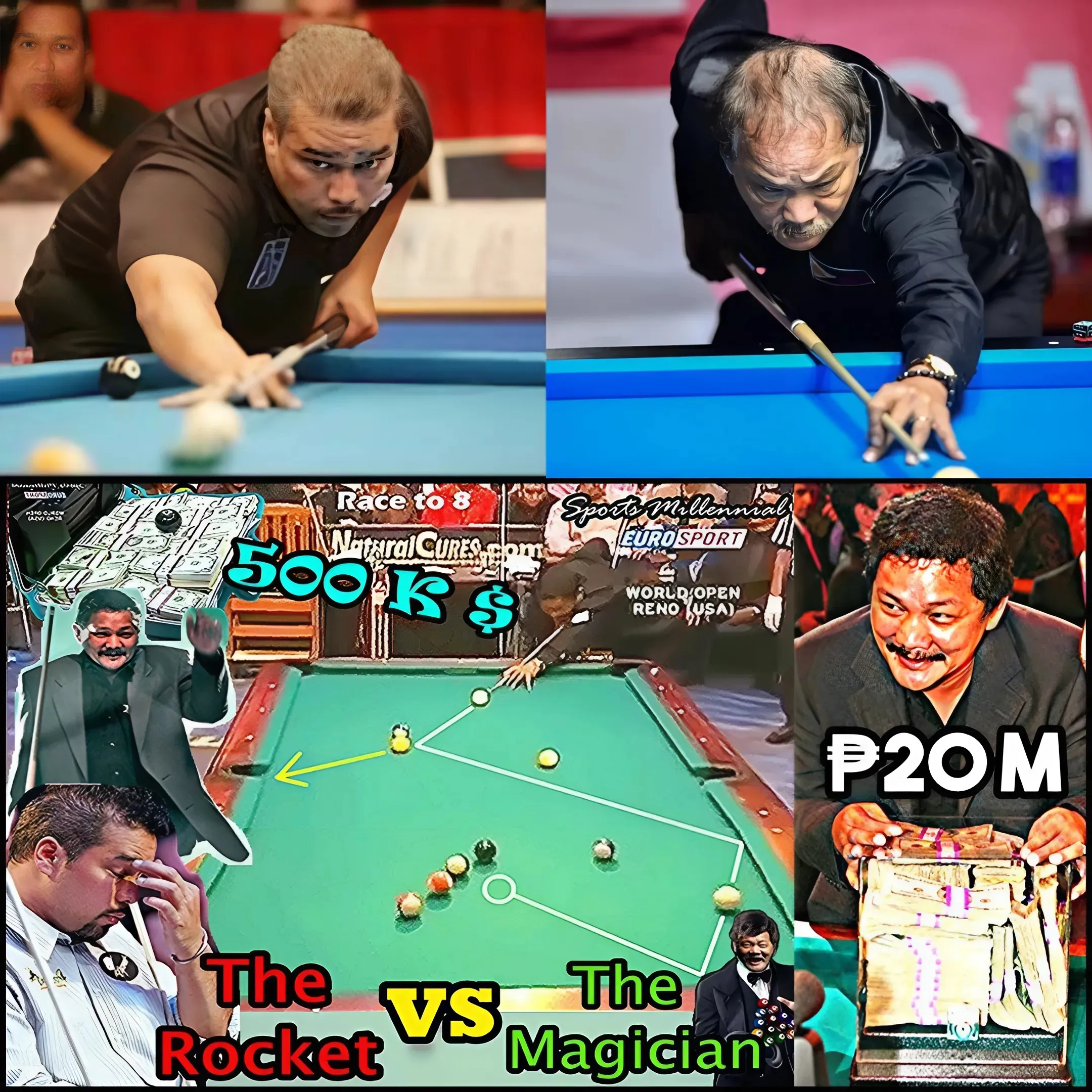 Billiard Wizard - Beat Rodney Morris With Magic Shots! In this dramatic confrontation, Efren Reyes proved his outstanding talent by "stealing" the audience's eyes with magical shots.