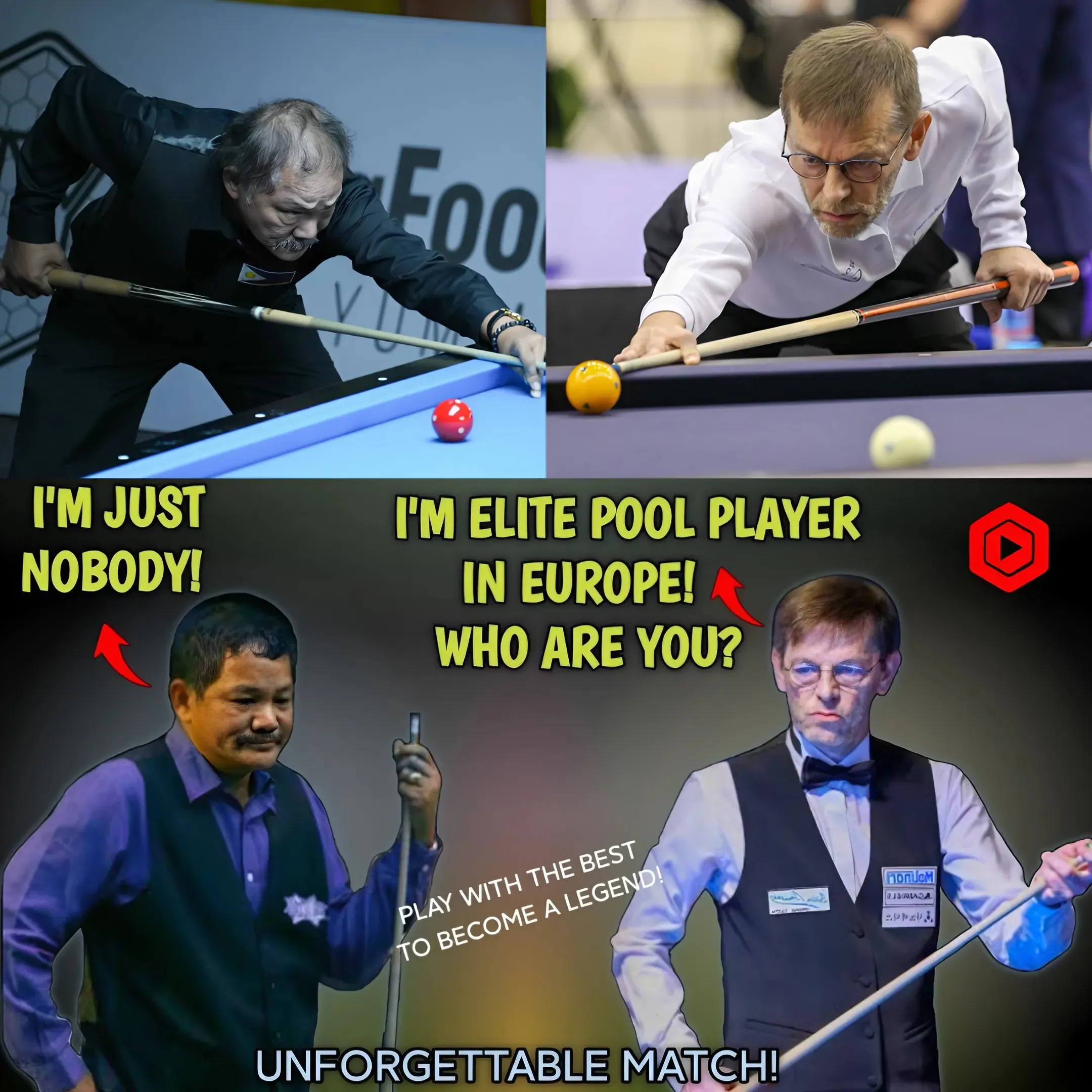 💎Before to become a great legend and considered as the GOAT in pool history the Young Magician Efren Bata Reyes faced the Swedish Elite pool player in a very unforgettable match experience of the Magician...