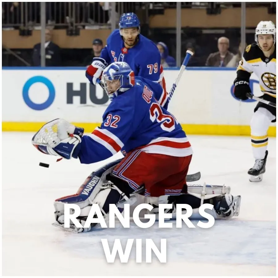 Rangers Find Win Column With 2-1 Victory Over the Bruins