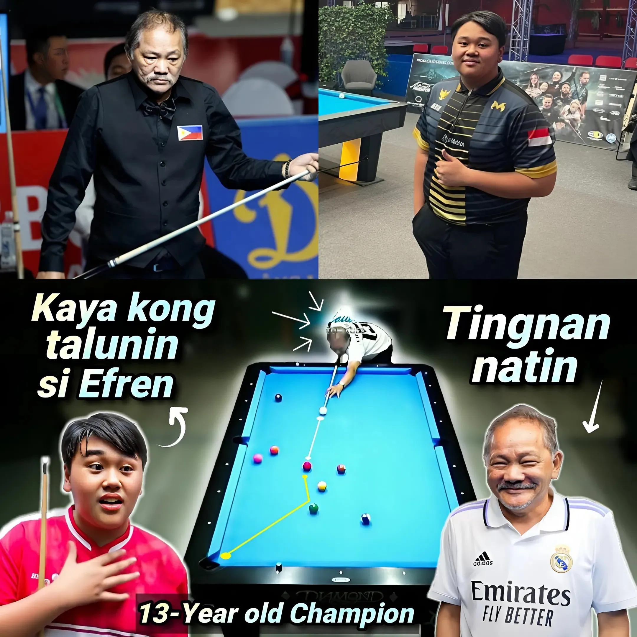 The story of Indonesia's youngest champion is not only a sporting journey, but also a powerful source of motivation, as Efren Reyes, the world billiards legend, becomes a teacher and guide, inspiring dreams for the new generation! The story of Indonesia's youngest champion is not only a sporting journey, but also a powerful source of motivation, as Efren Reyes, the world billiards legend, becomes a teacher and guide, inspiring dreams for the new generation!