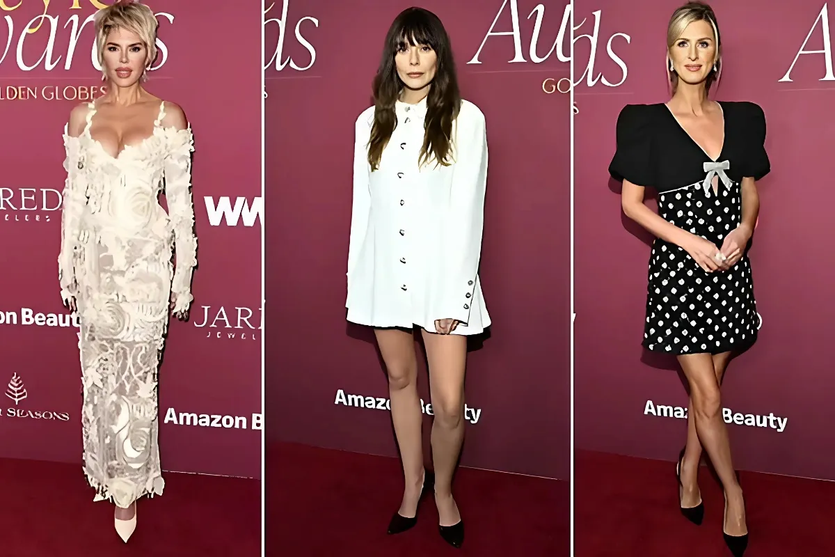 Lisa Rinna puts on a busty display in a cream lace gown while Elizabeth Olsen and Nicky Hilton look glam in leggy ensembles as they lead the stars at the 2025 WWD Style Awards - lulu