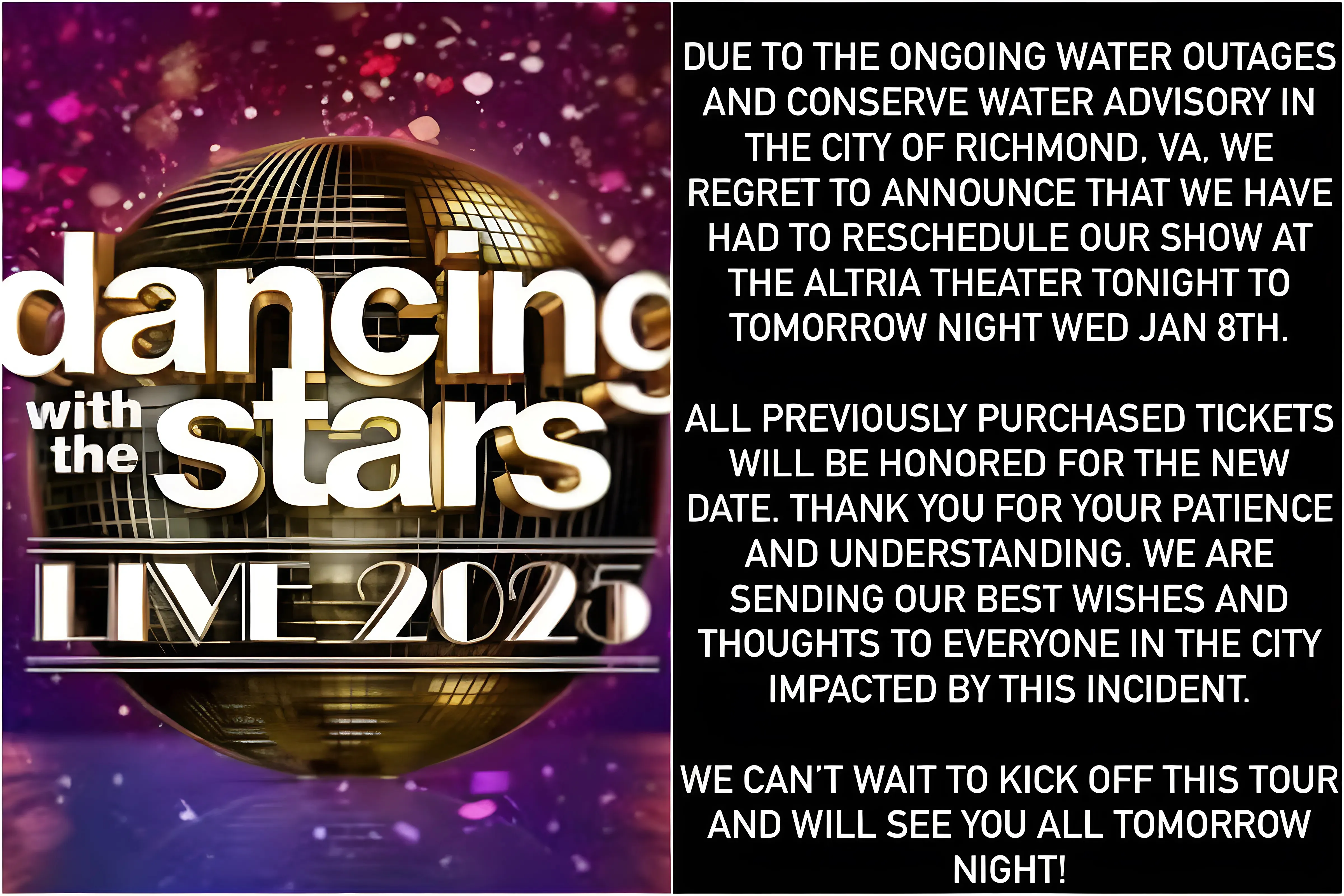 Dancing with the Stars Tour Opening Night Postponed Due to Unforeseen Circumstances trucc