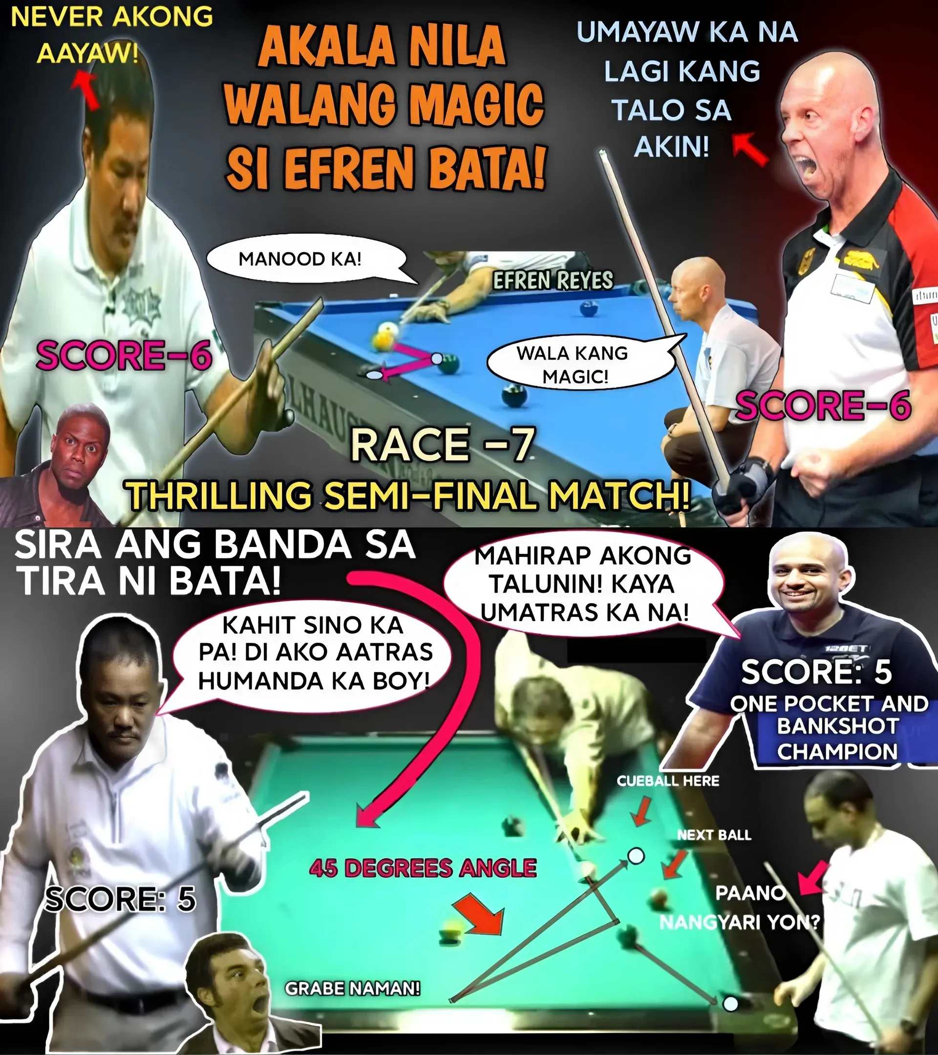 🏆💰One Pocket And BankShot Champion Was Shocked By Efren Bata's Magic Shot...💪💪