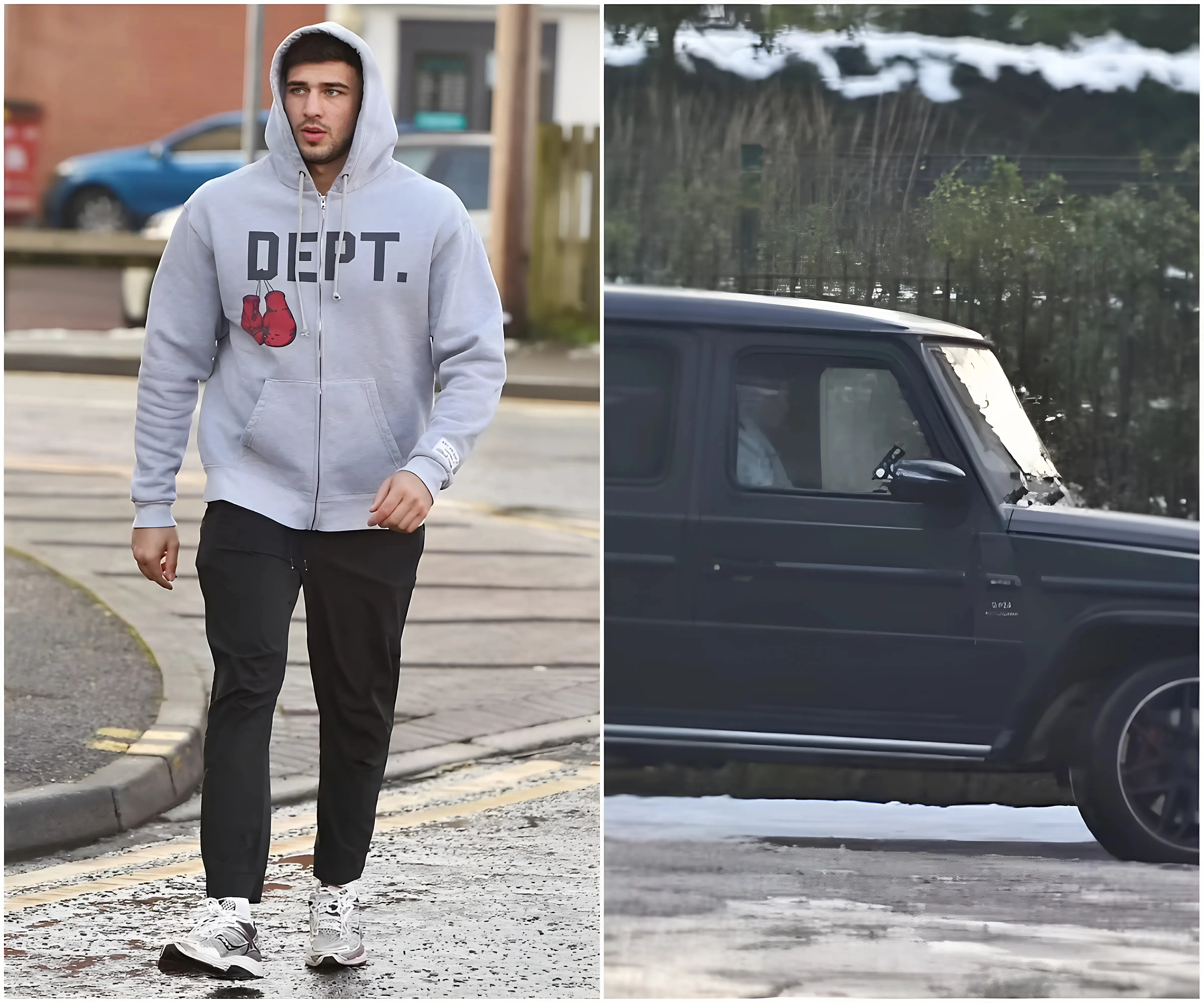 Tommy Fury is seen leaving Molly-Mae Hague's Manchester mansion to head to the shops amid claims she's laid out 'a list of ground rules' for him to win her back - suong