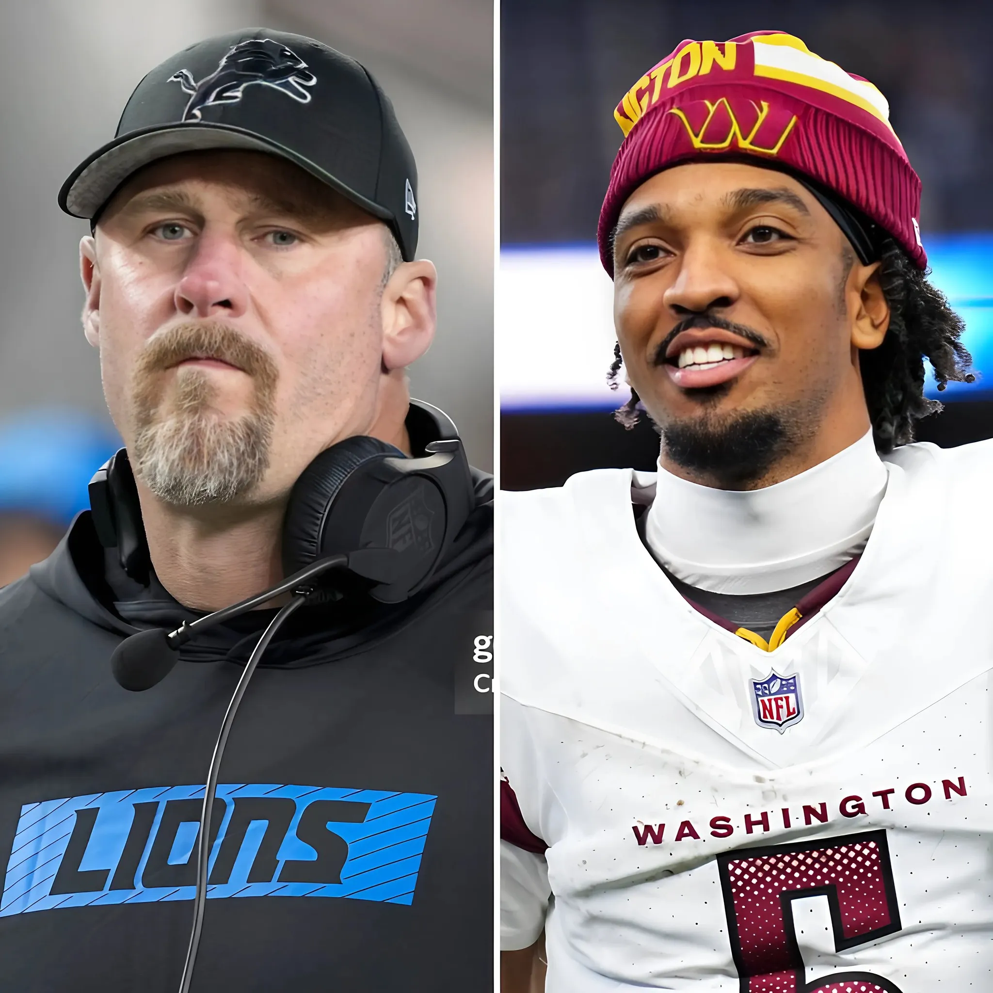 Lions' Dan Campbell Uses 4 Words to Describe Difficulty of Stopping Commanders' Jayden Daniels