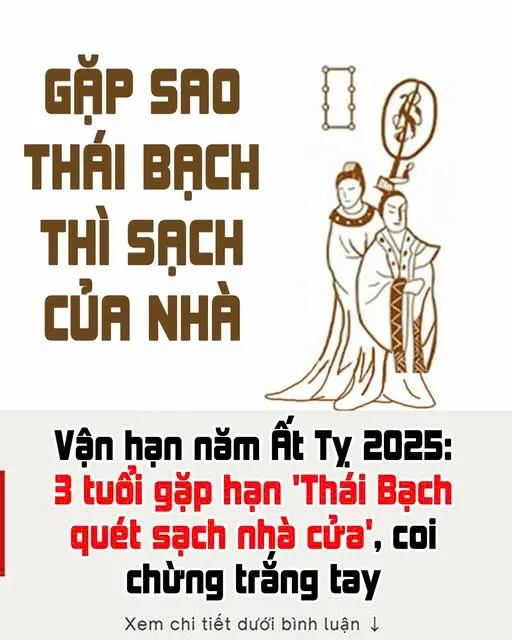Vận h:ạn năm Ất Tỵ 2025: 3 tuổi gặp h:ạn Thái Bạch quét sạch nhà cửa, coi chừng tr:ắng tay