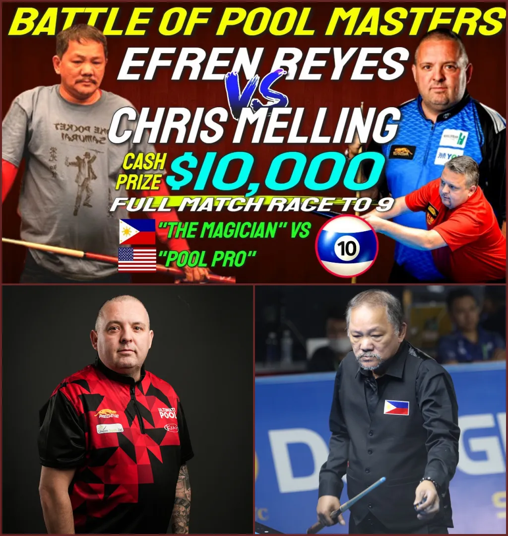 The Legendary Showdown: Efren Reyes vs. Chris Melling in a Hill-to-Hill 10-Ball Battle