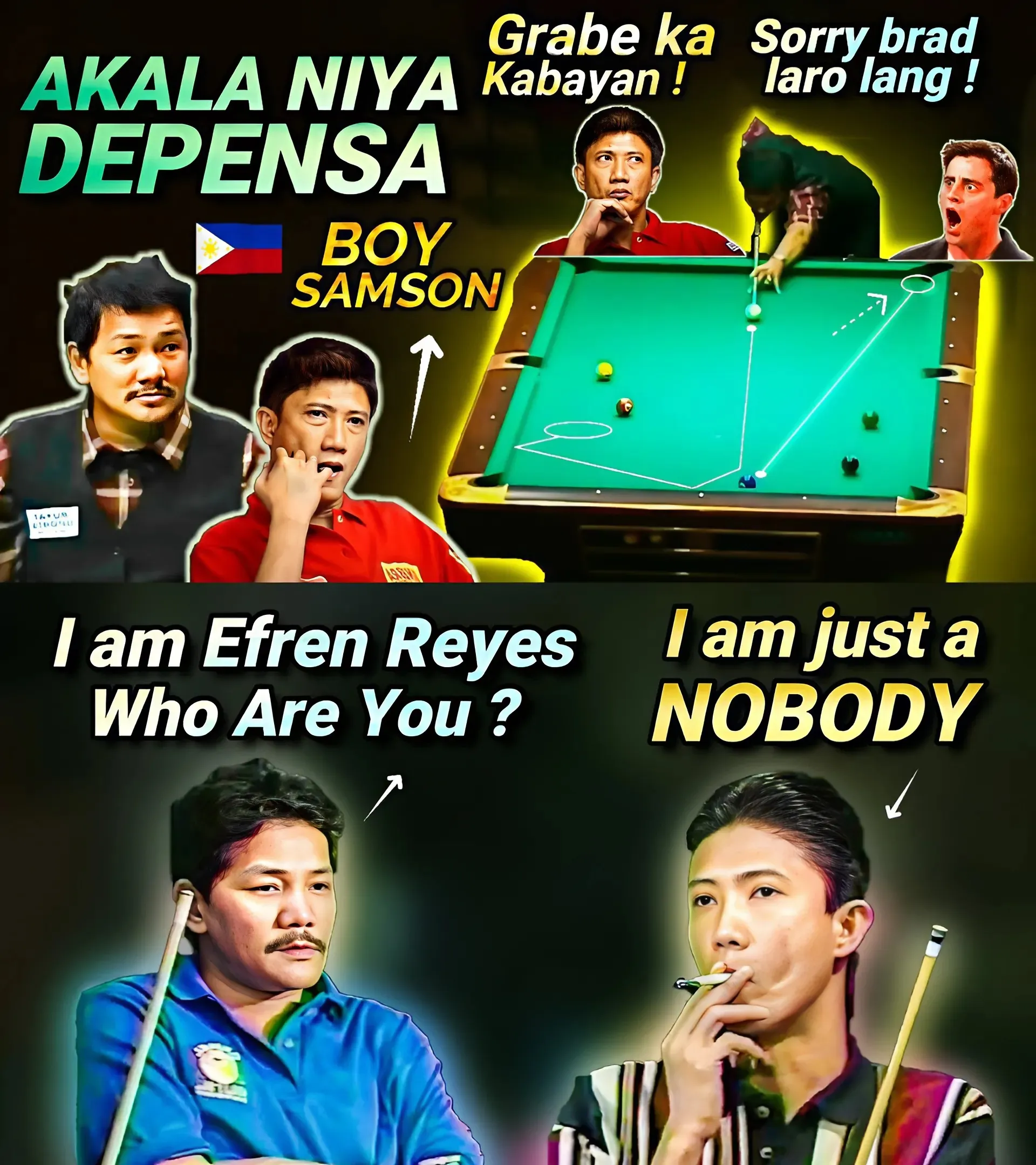 In this dramatic match, Efren Reyes not only confirmed his outstanding talent but also proved that age is just a number. Facing Boy Samson, another Filipino legend, Reyes delivered unbelievable punches that left the audience in awe!