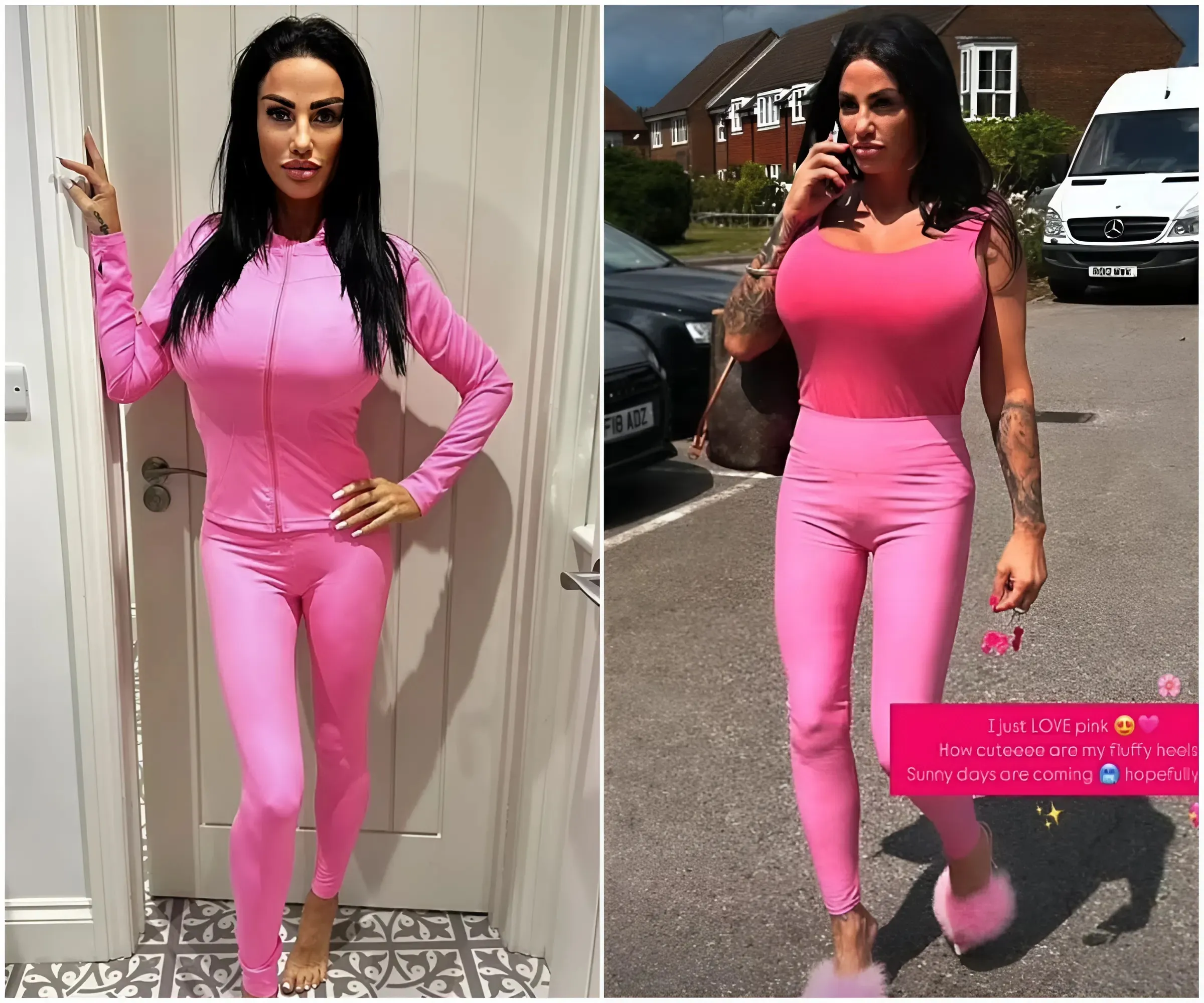 Katie Price puts on an eye-catching display in an all pink ensemble after addressing her drastic weight loss as she continues to spark concern with her figure - suong