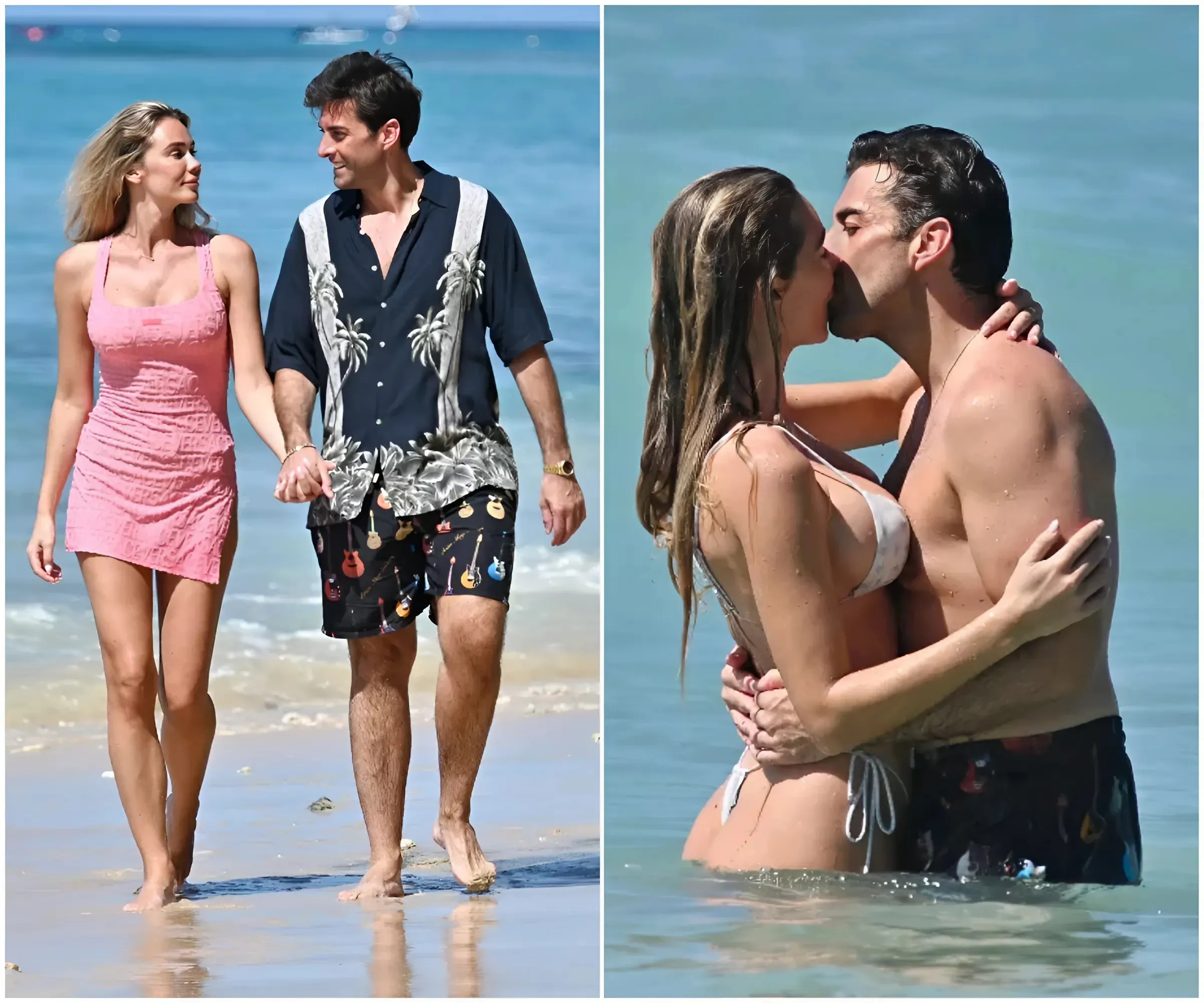 James Argent and former Miss Sweden girlfriend Nicoline Artursson pack on the PDA on the beach in Barbados - suong