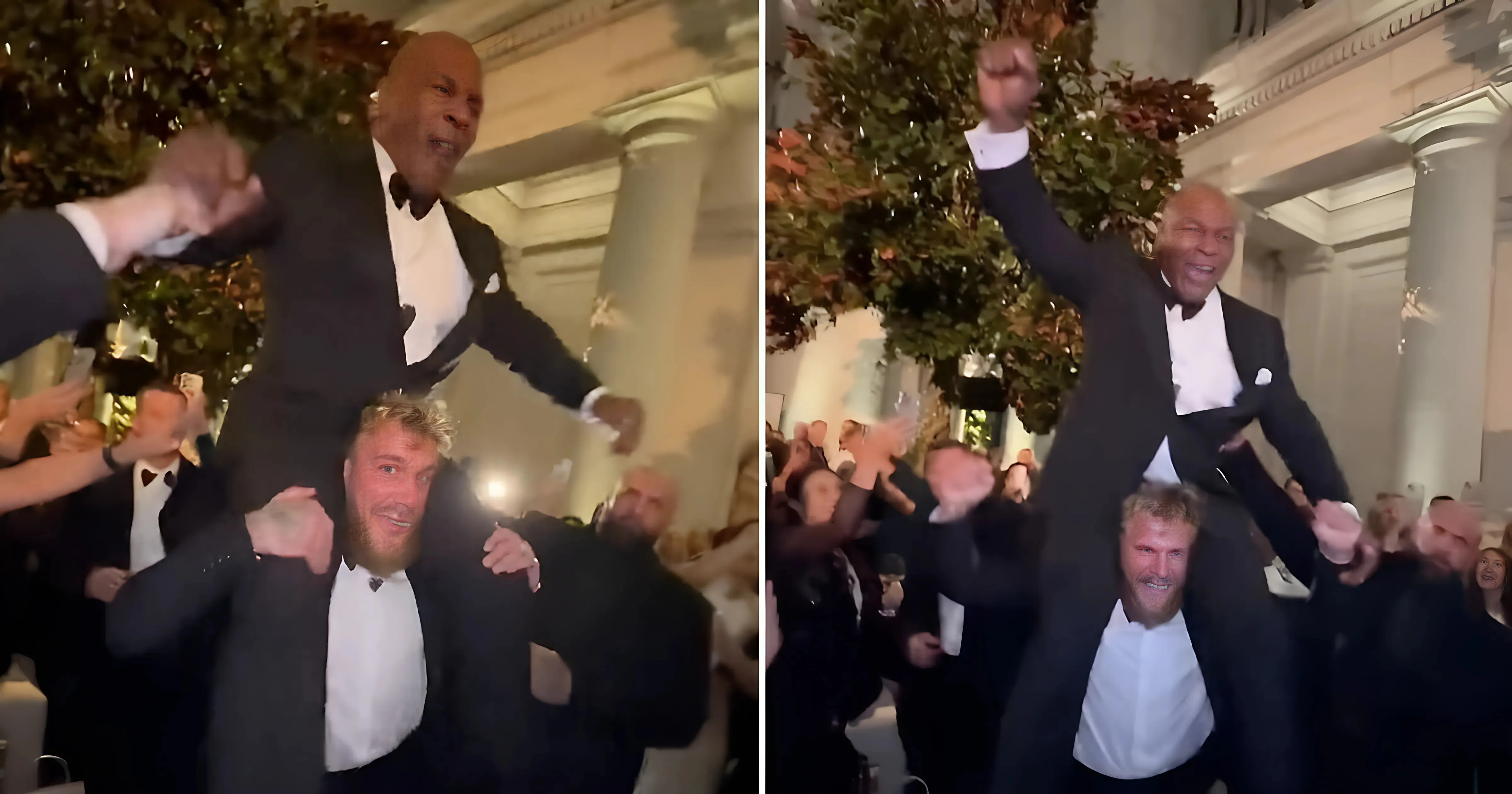 Jake Paul puts Mike Tyson on his shoulders at Donald Trump inauguration party as pair reunite after Netflix fight trucc