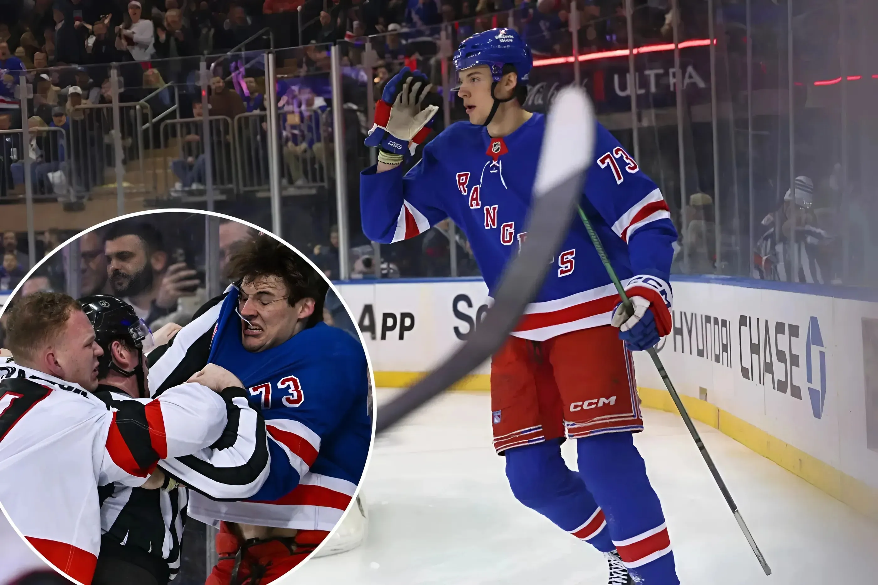 Matt Rempe gets it done with goal, fists as youngster continues to be Rangers spark-quang