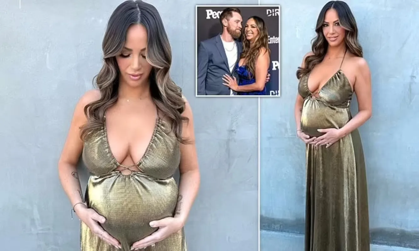 Pregnant Kristen Doute shows off growing bump in busty gown as due date nears