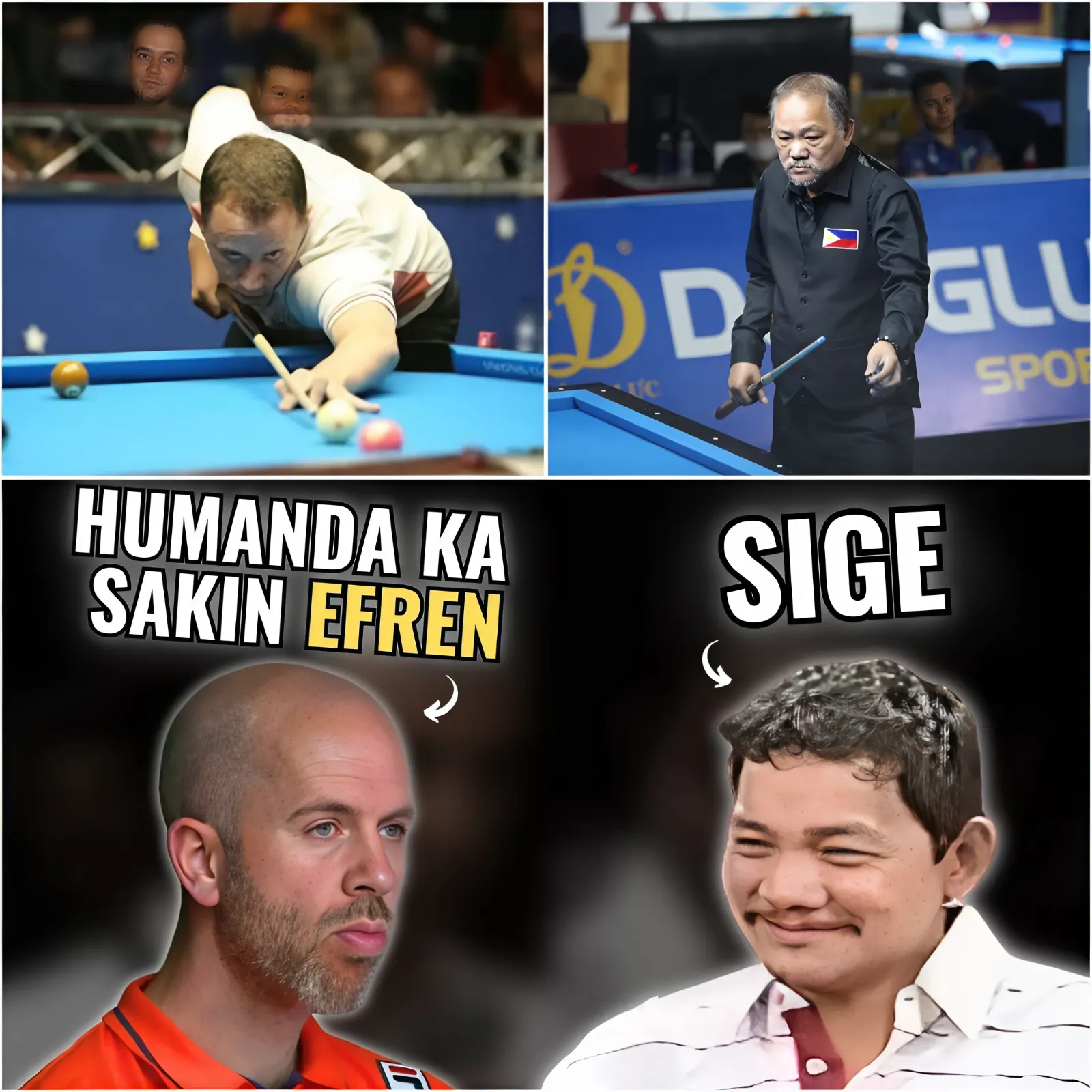 The battle between billiards legends is approaching, and Efren Reyes can't help but feel the pressure. Will he overcome this challenge to assert his position?